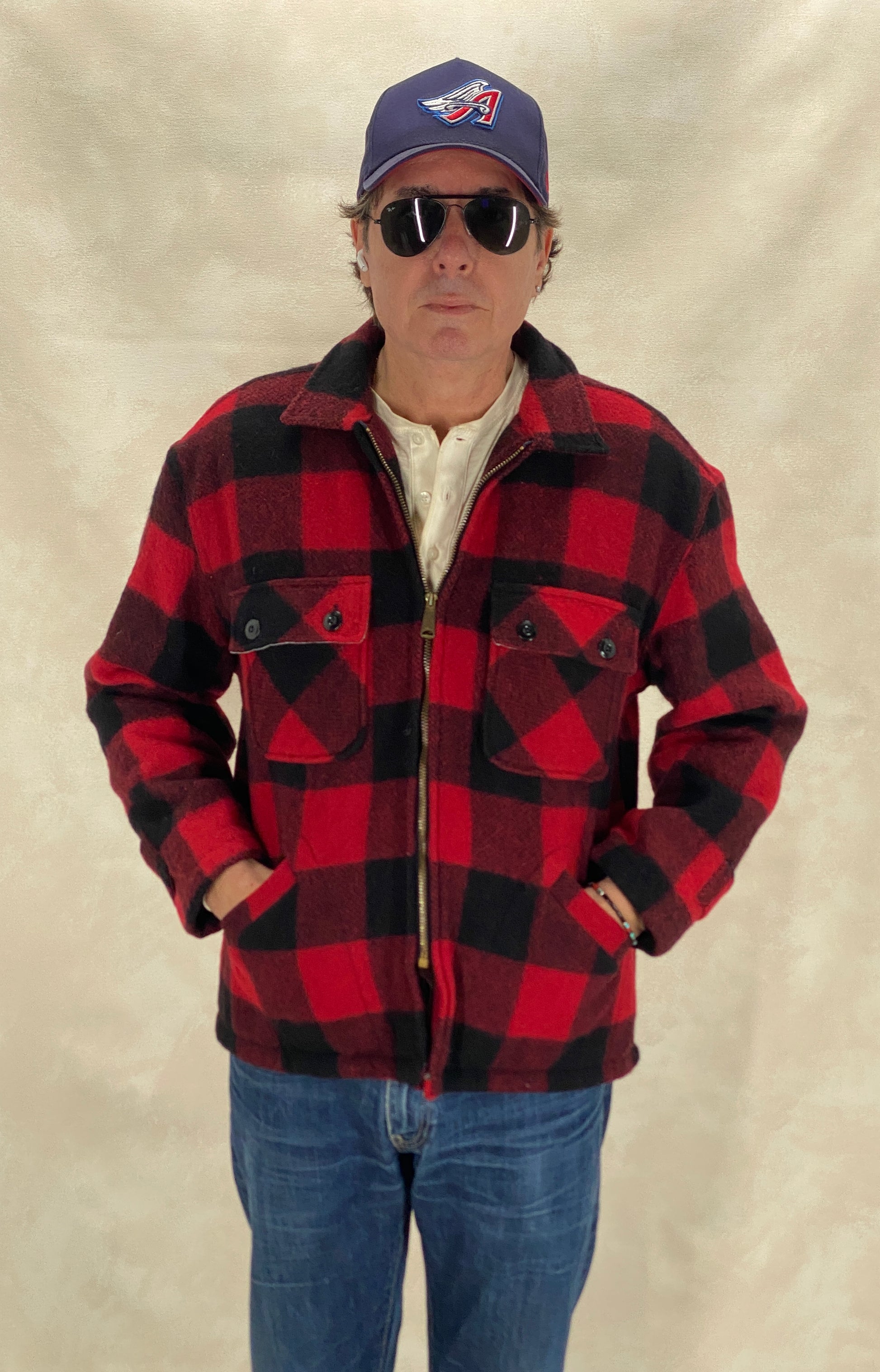 Vintage 1960s 5 Brother buffalo plaid wool jacket, size 42US / 52EU.