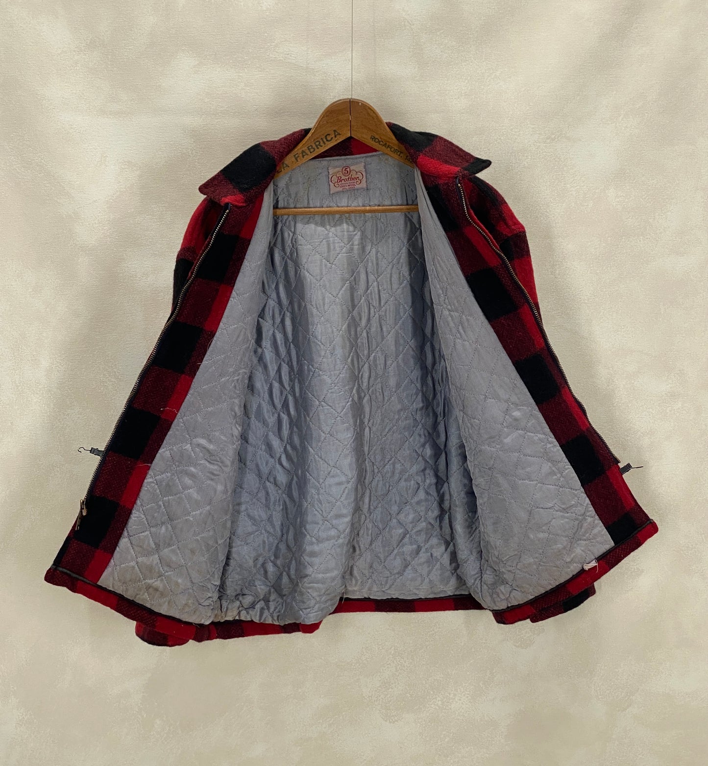 Vintage 1960s 5 Brother buffalo plaid wool jacket, size 42US / 52EU.