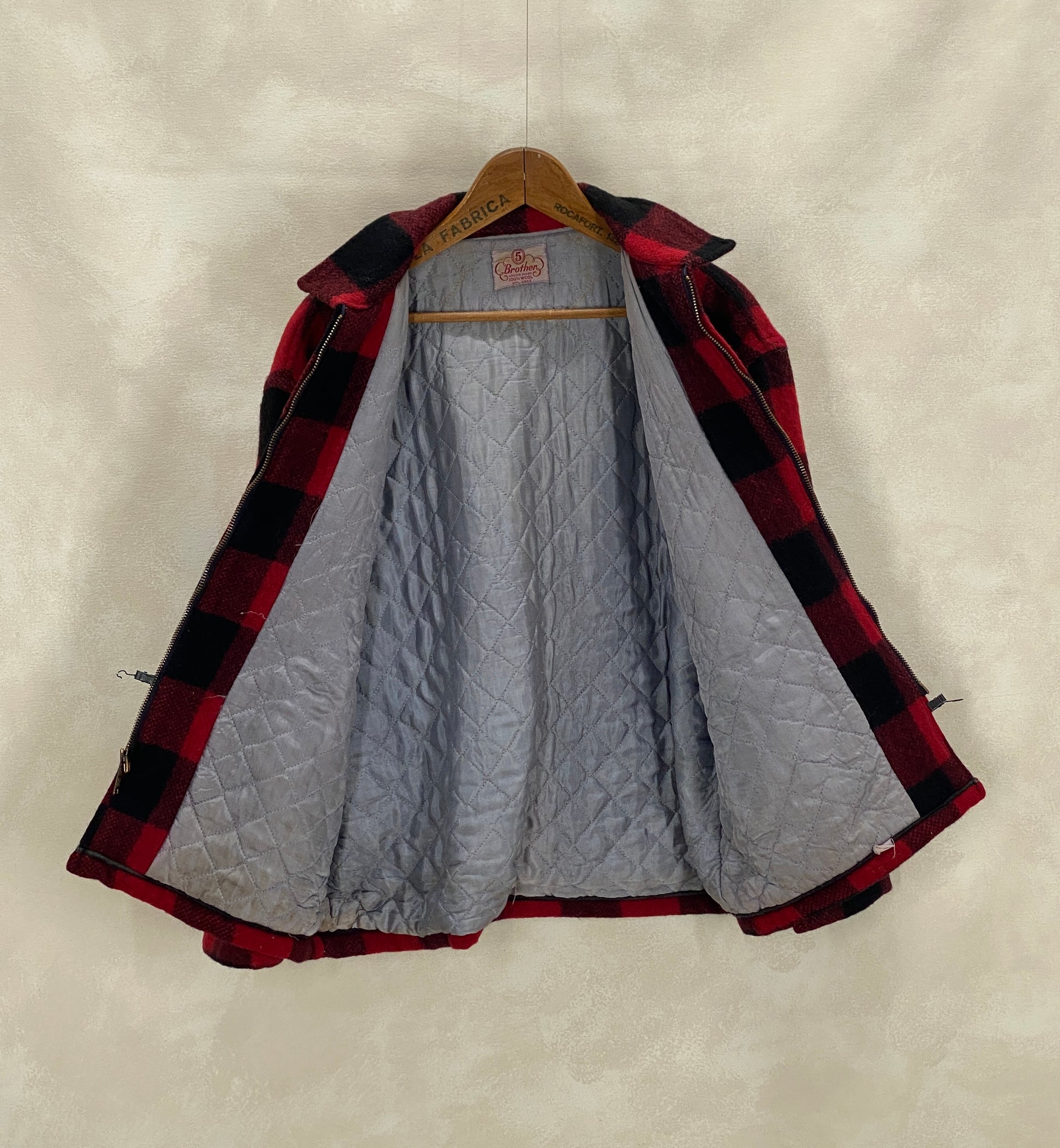Vintage 1960s 5 Brother buffalo plaid wool jacket, size 42US / 52EU.