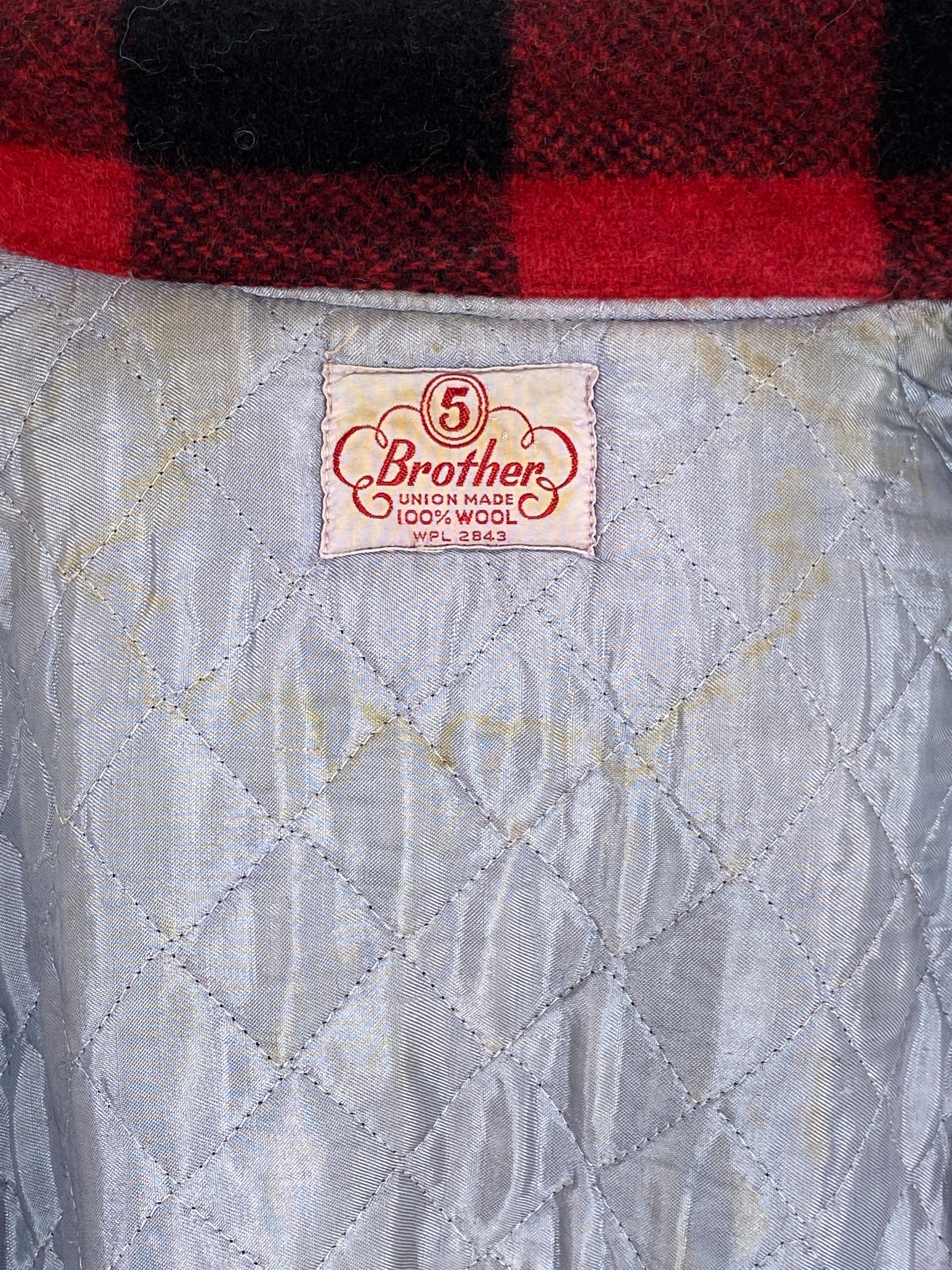 Vintage 1960s 5 Brother buffalo plaid wool jacket, size 42US / 52EU.