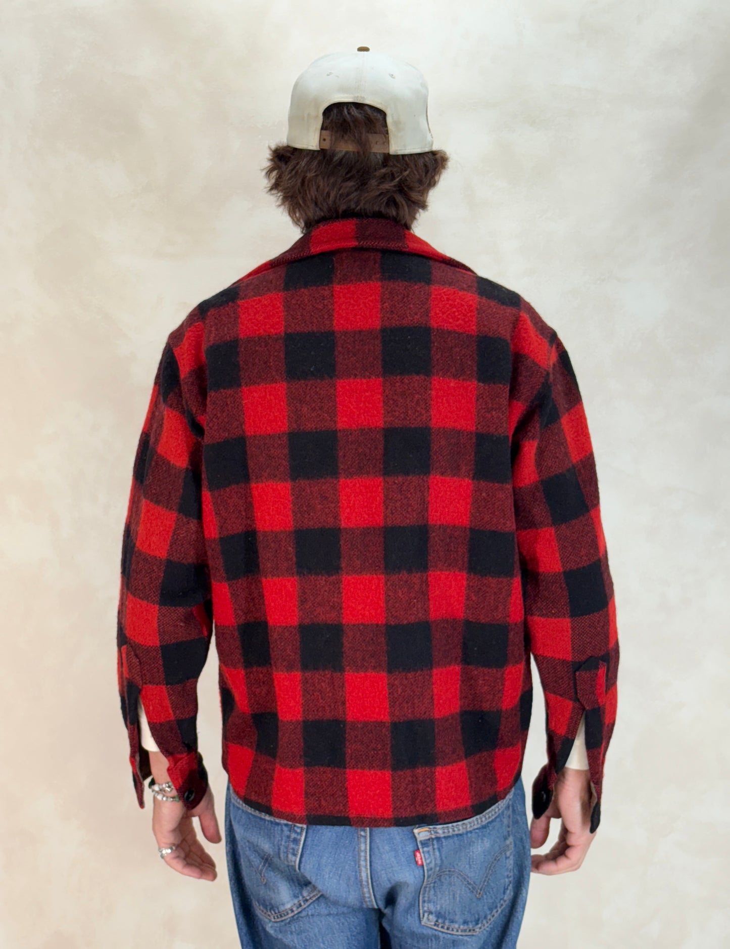 Size 40US / 50EU. Authentic 50s USA-Made Heavyweight Wool Plaid Shirt - USA Vintage Bcn