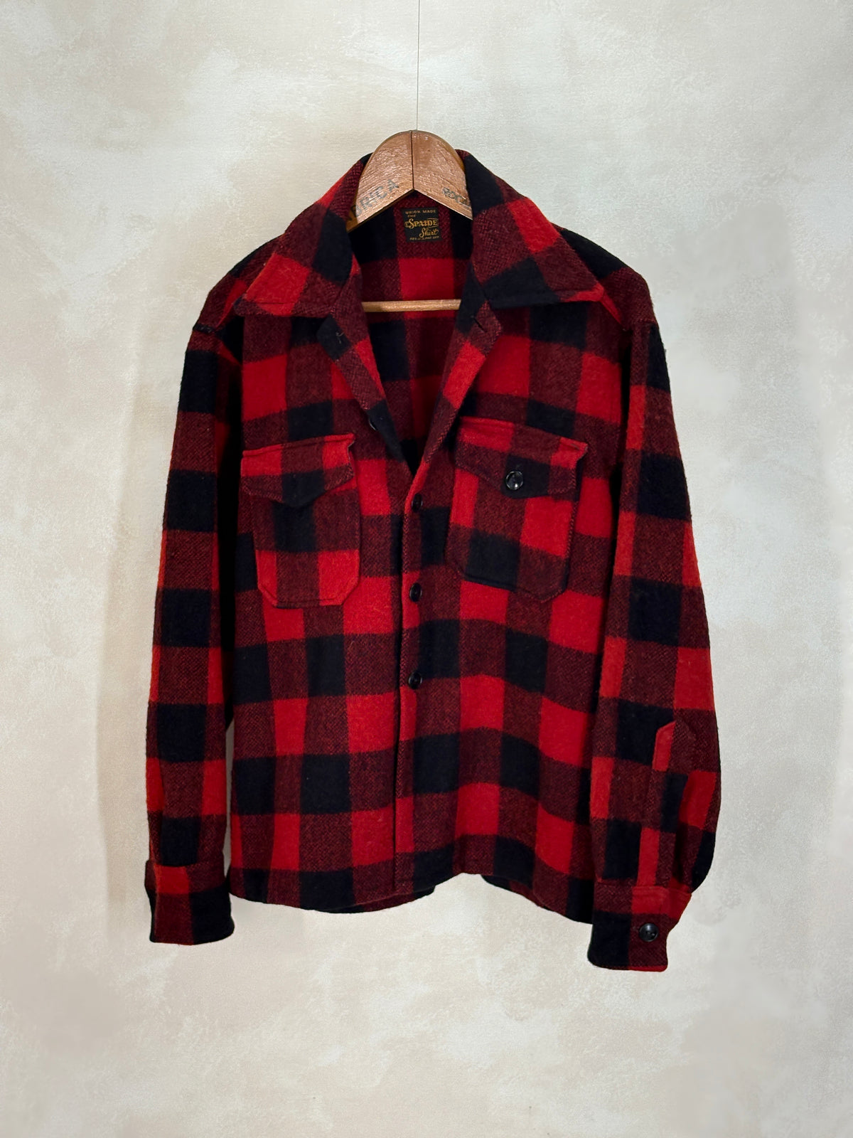 Size 40US / 50EU. Authentic 50s USA-Made Heavyweight Wool Plaid Shirt-AJ357 Studio