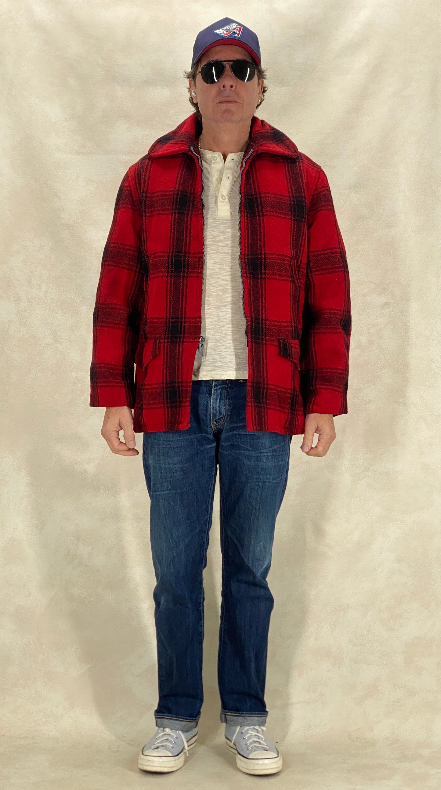 Size 42 US (52EU) 50s Penneys  hunting plaid wool jacket Made in USA