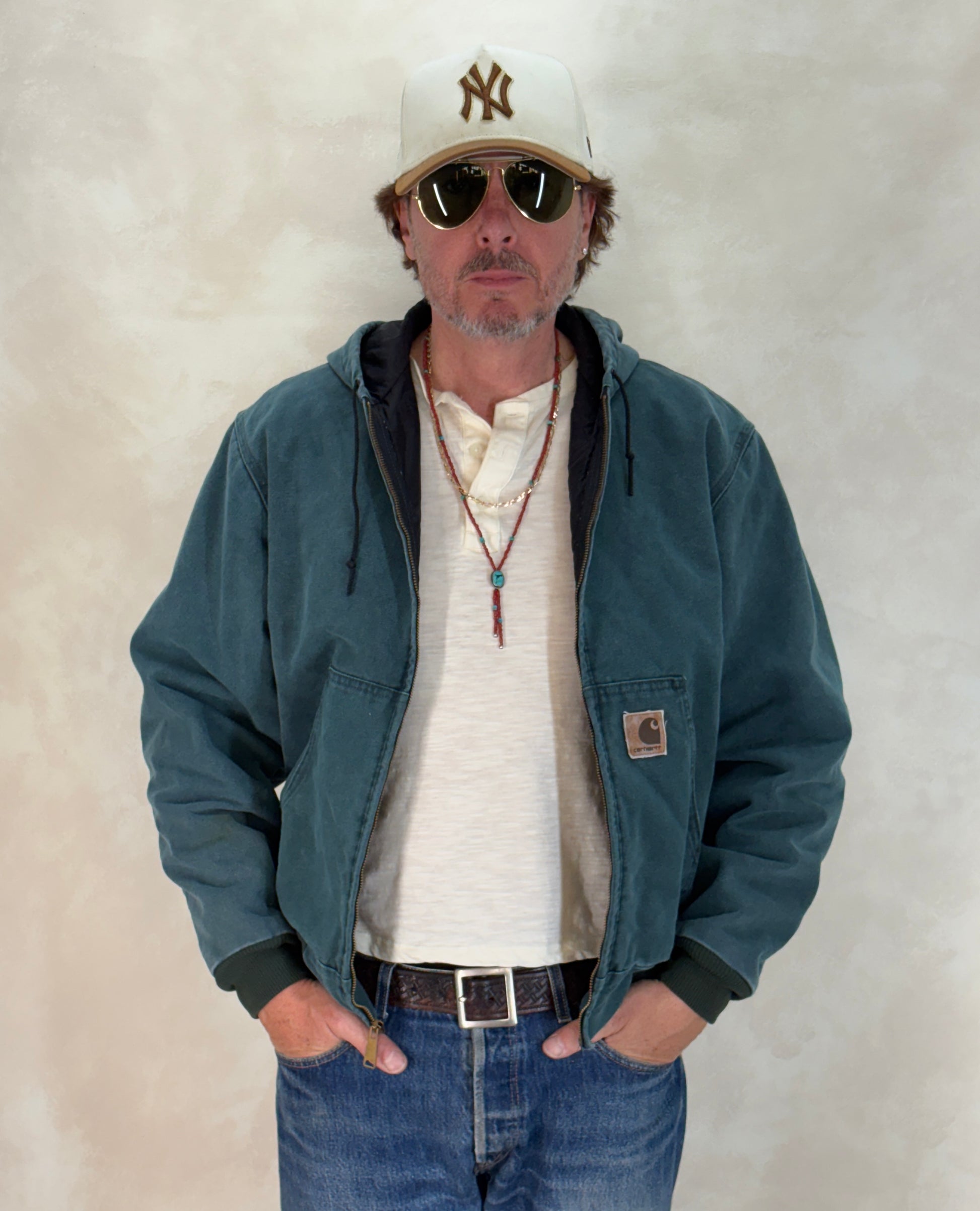 Size Med. 90s Green Vintage hooded Carhartt jacket Made in USA - USA Vintage Bcn