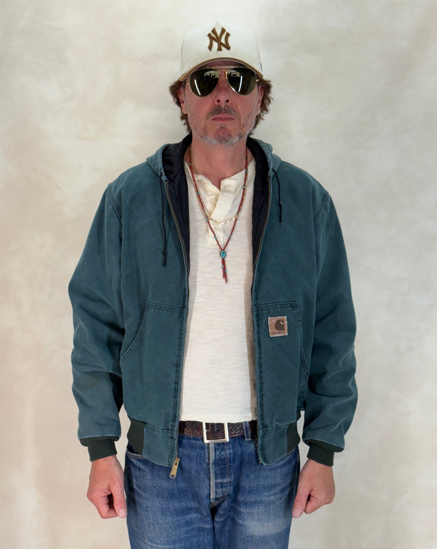 Size Med. 90s Green Vintage hooded Carhartt jacket Made in USA - USA Vintage Bcn