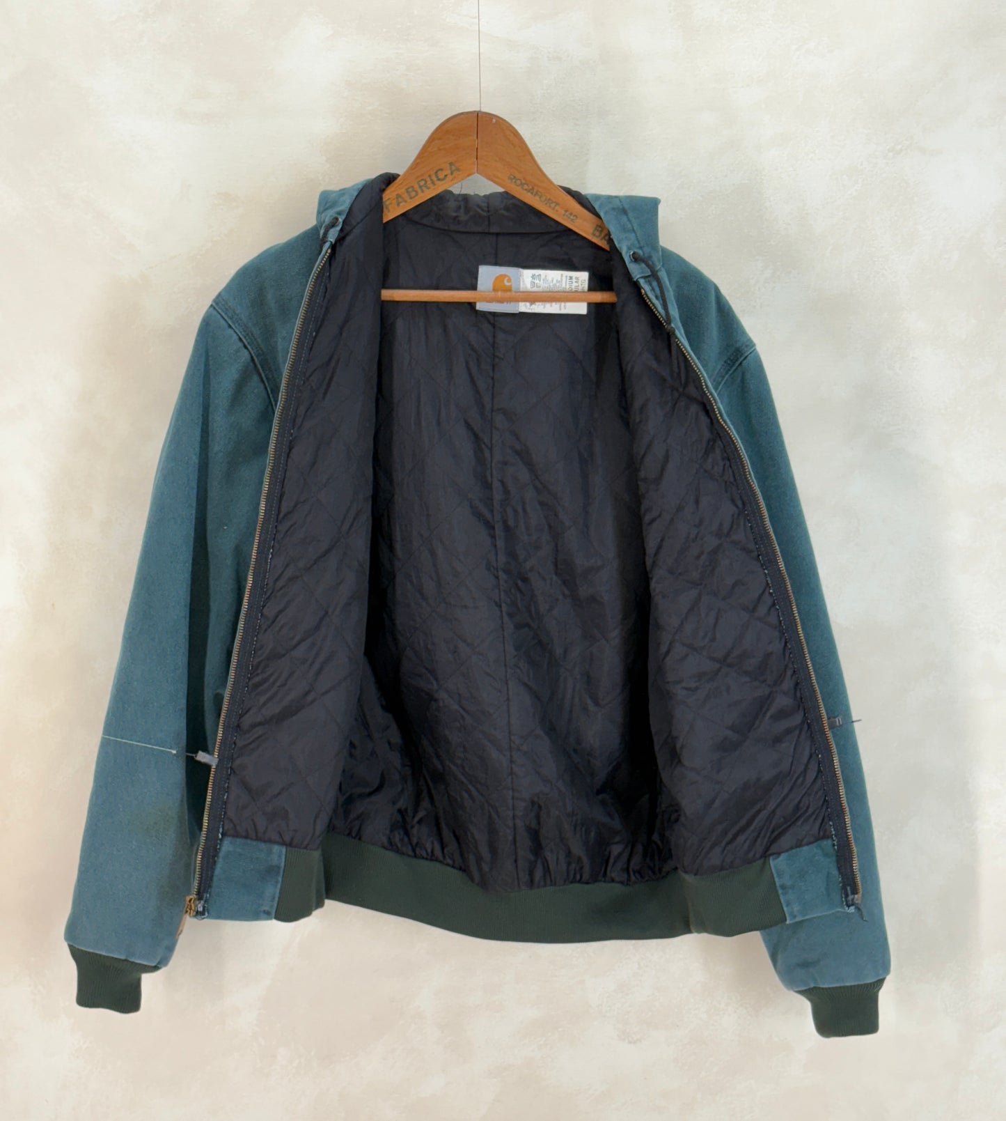 Size Med. 90s Green Vintage hooded Carhartt jacket Made in USA - USA Vintage Bcn