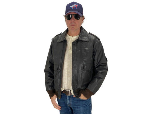 Vintage leather bomber flight aviator jacket, genuine leather, size 42US / 52EU.