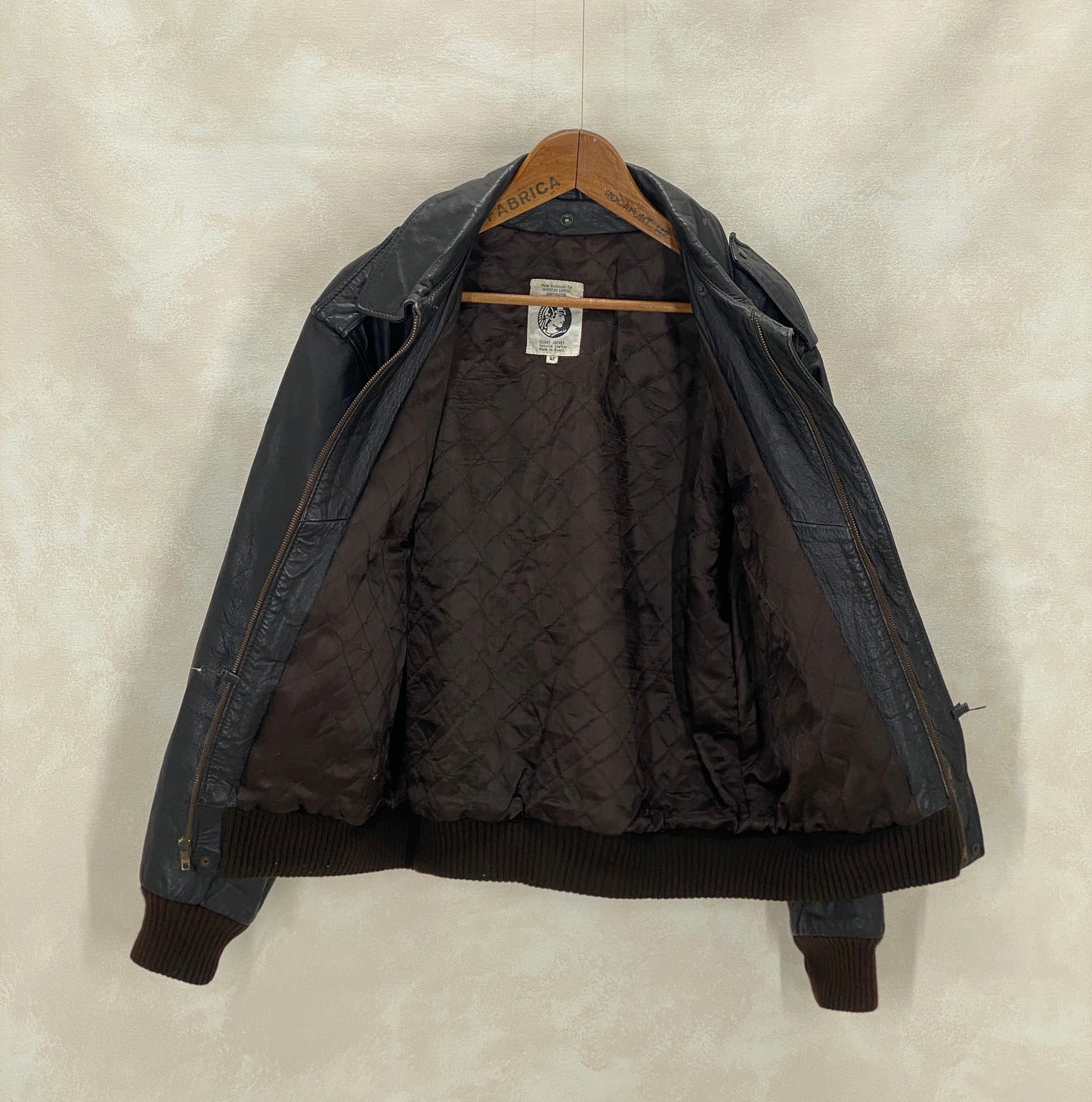 Vintage leather bomber flight aviator jacket, genuine leather, size 42US / 52EU.