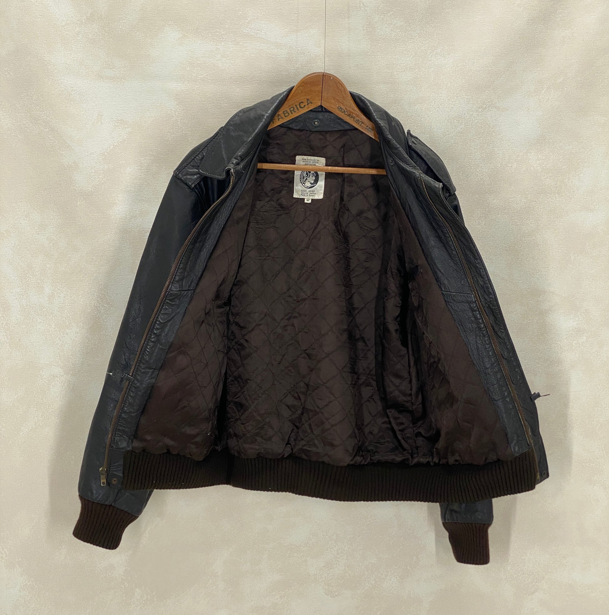 Vintage leather bomber flight aviator jacket, genuine leather, size 42US / 52EU.