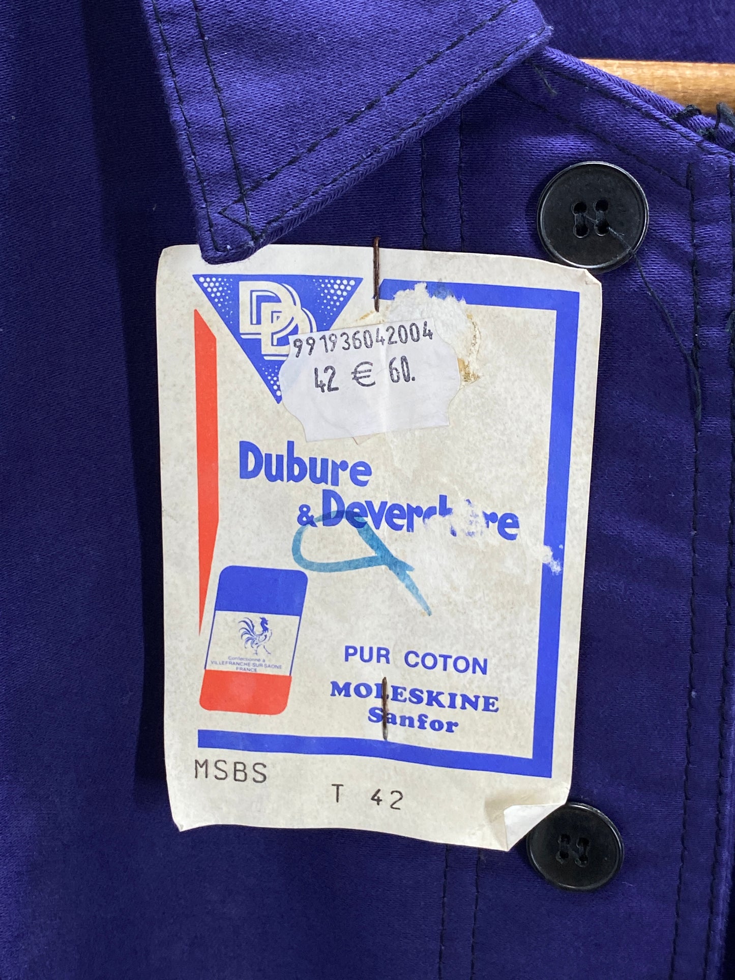 size 42EU. Vintage French Moleskin jacket. NOS - USA Vintage Bcn