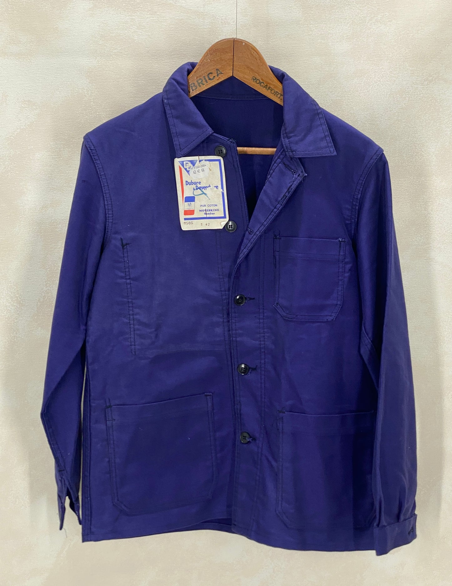 size 42EU. Vintage French Moleskin jacket. NOS - USA Vintage Bcn