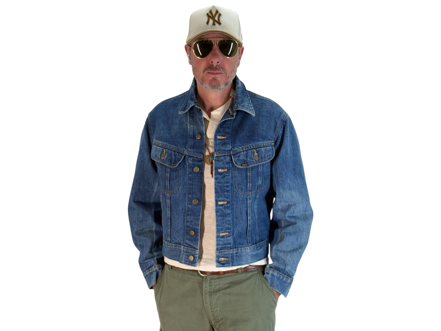 Size 42-44US / 52-54EU. Authentic 1970s Lee Denim Jacket – Made in USA – Two Chest Pockets - USA Vintage Bcn