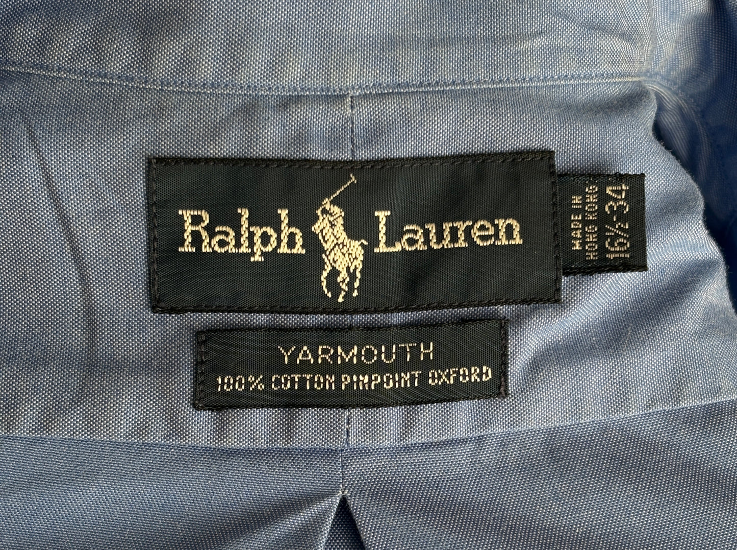 Ralph Lauren Yarmouth Shirt Large Blue Pinpoint Oxford Cotton Button Down