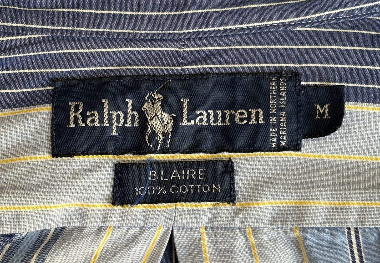 Ralph Lauren BLAIRE Shirt Medium Blue Striped Cotton Button Down