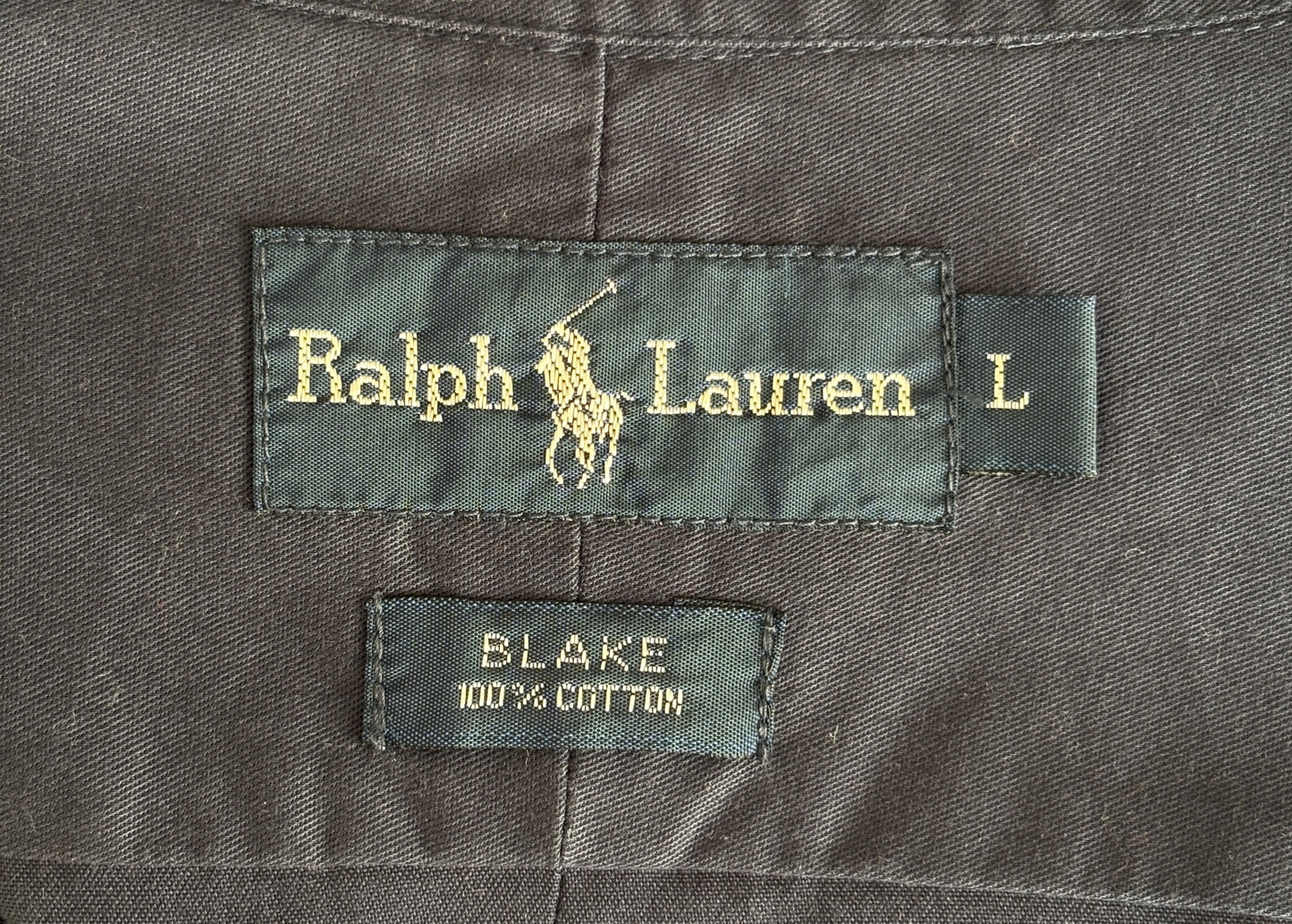 Ralph Lauren BLAKE Shirt Large Navy Cotton Button Down Red Pony