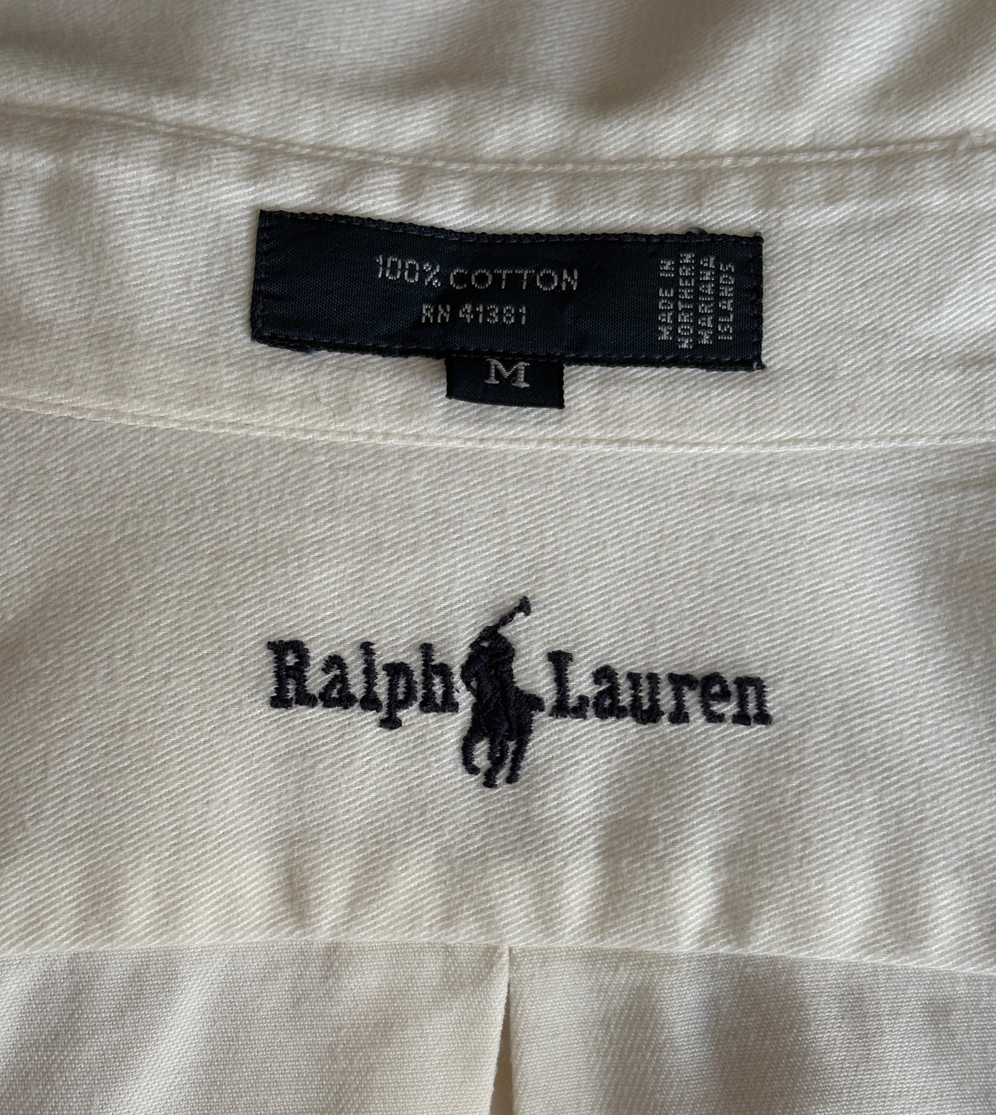 Ralph Lauren Blake Shirt Medium White Cotton Button Down USA Made