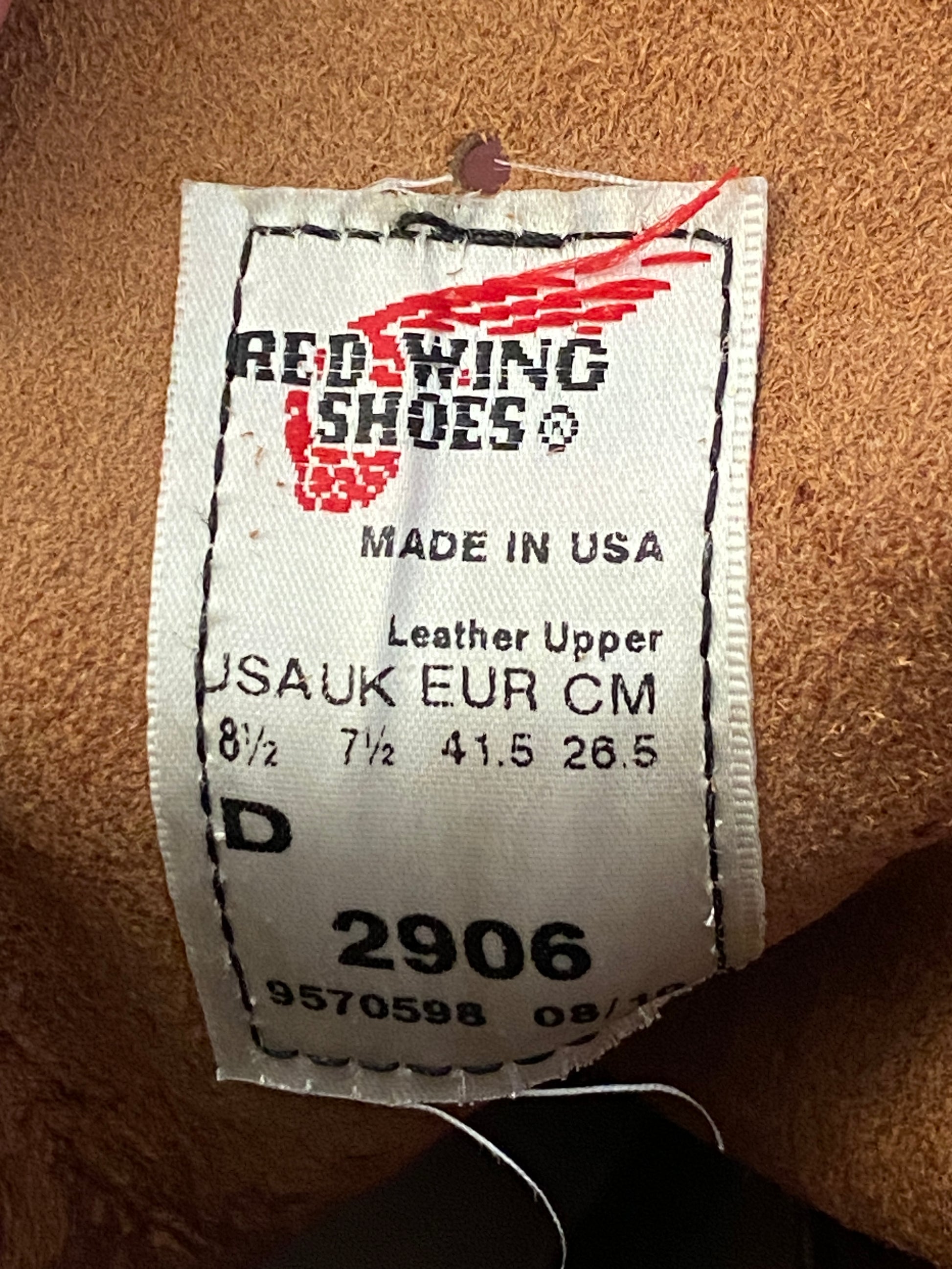 Size 8.5 D (41.5 Euro) Red Wing Lineman 2906 Boots Made In USA. Factory Seconds - USA Vintage Bcn
