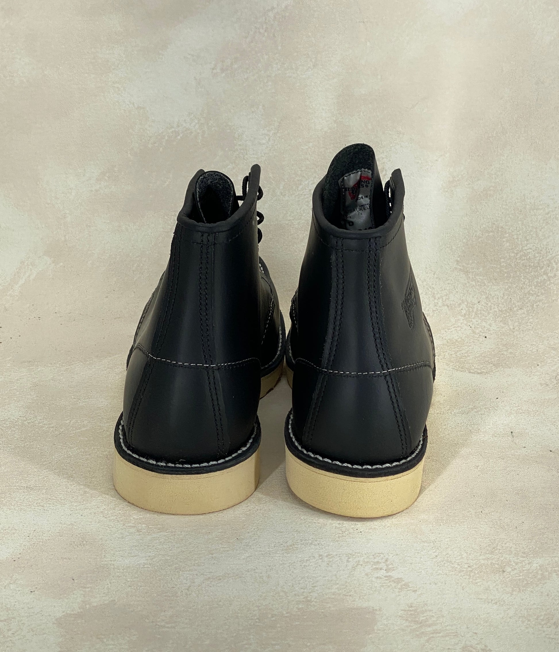 Size 8.5 D US (41.5 EU ) Red Wing 8130 Moc Toe Black Boots Factory Second Made - USA Vintage Bcn