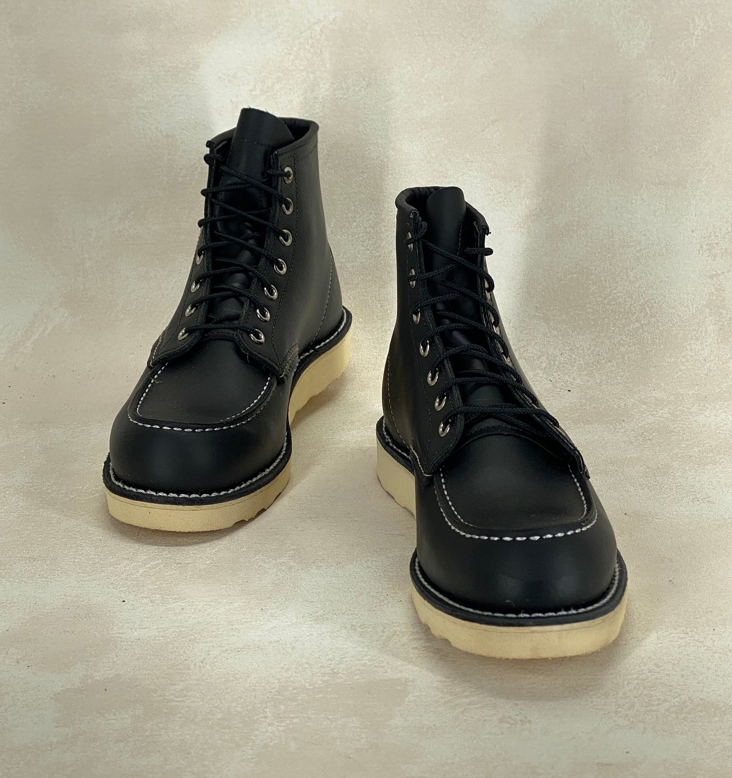 Size 8.5 D US (41.5 EU ) Red Wing 8130 Moc Toe Black Boots Factory Second Made - USA Vintage Bcn