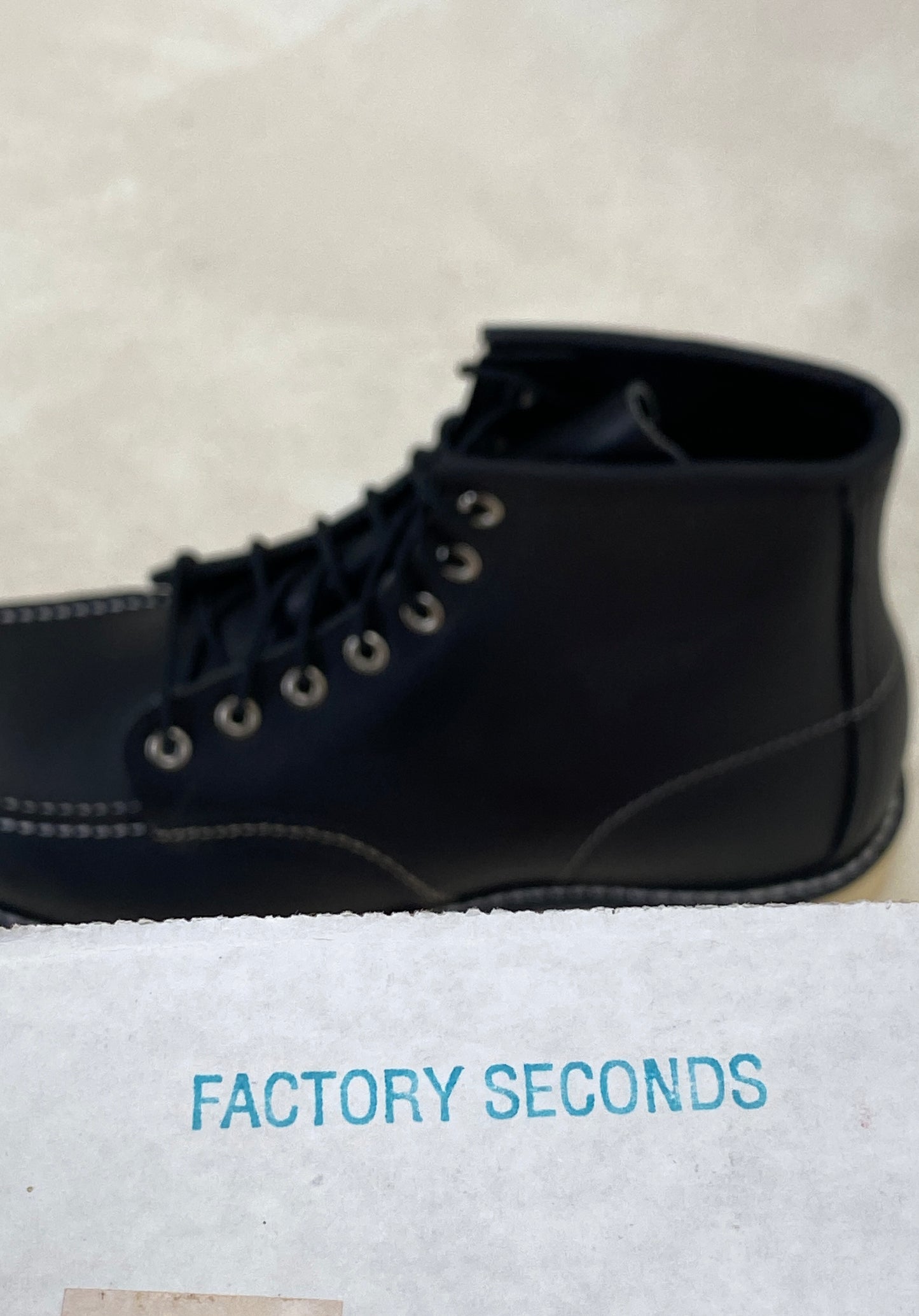Size 8.5 D US (41.5 EU ) Red Wing 8130 Moc Toe Black Boots Factory Second Made - USA Vintage Bcn