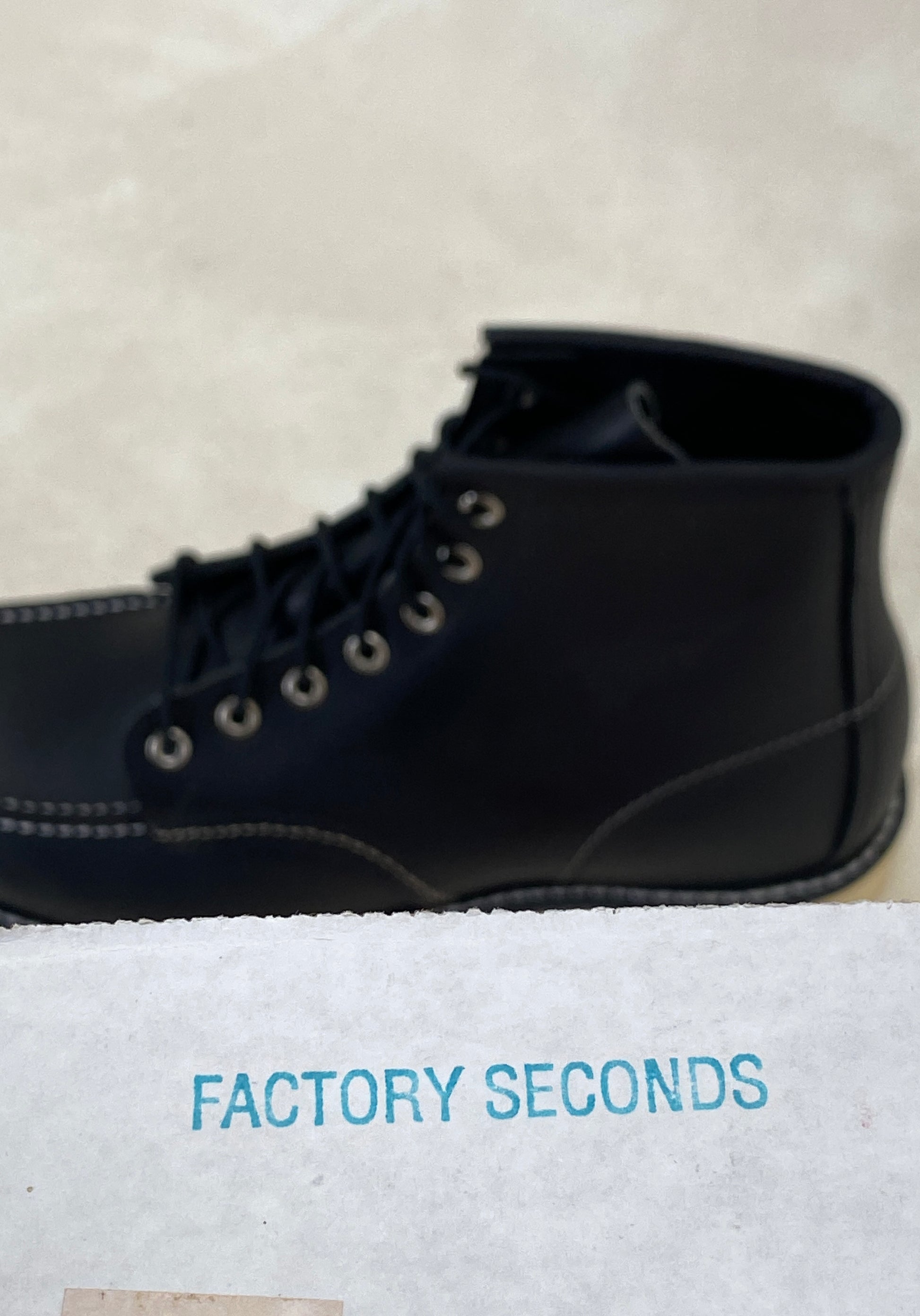 Size 8.5 D US (41.5 EU ) Red Wing 8130 Moc Toe Black Boots Factory Second Made - USA Vintage Bcn