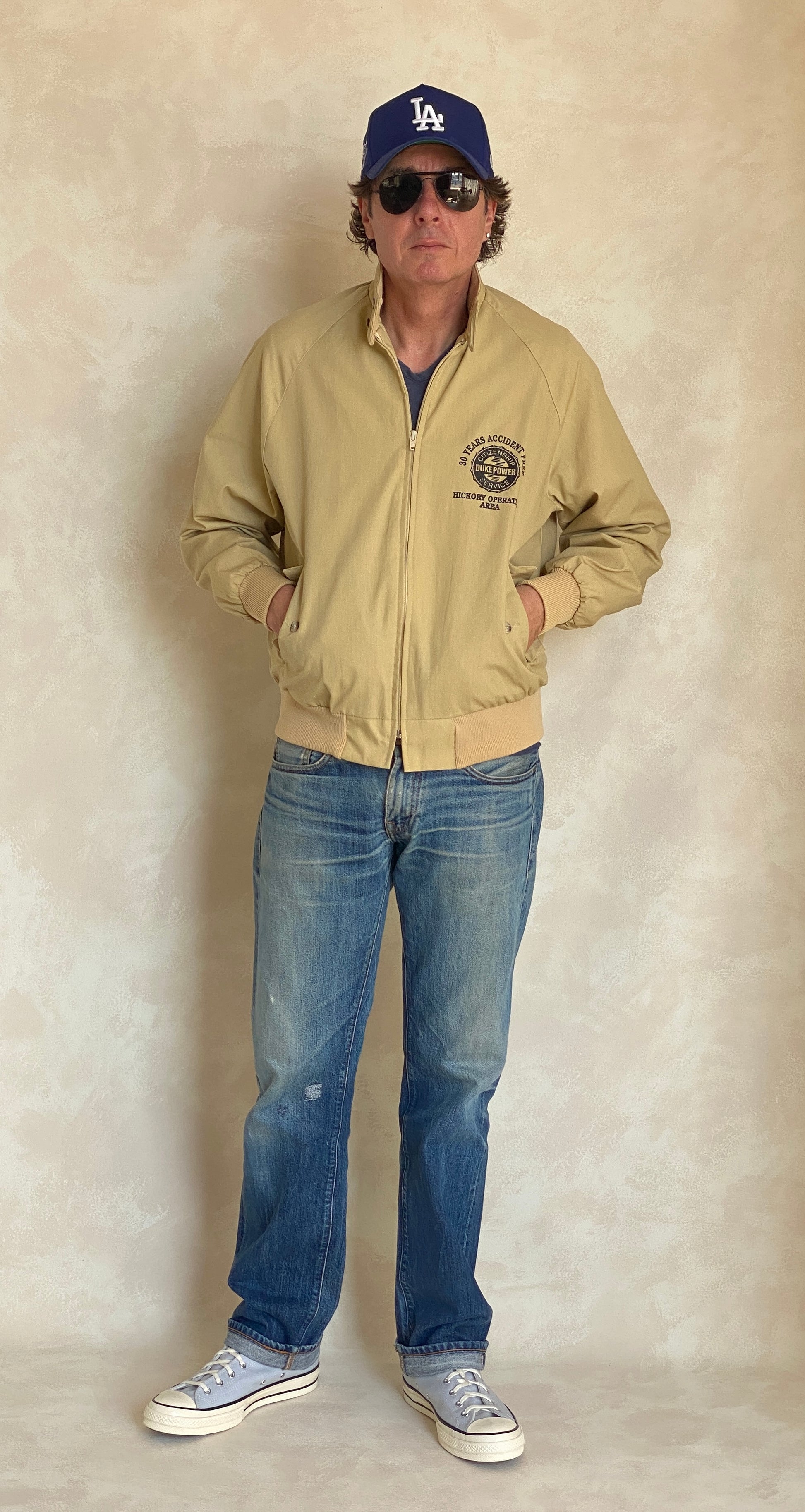 Size Medium Vintage Light Zipper Jacket Made in USA - USA Vintage Bcn