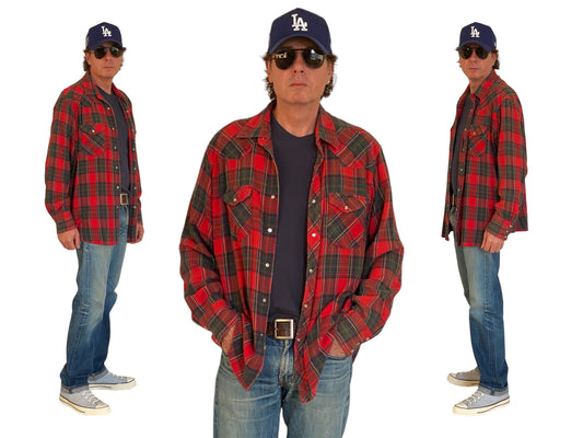XL Vintage 80’s Plaid Flannel Western Shirt | Classic Retro Style | USA Vintage BCN
