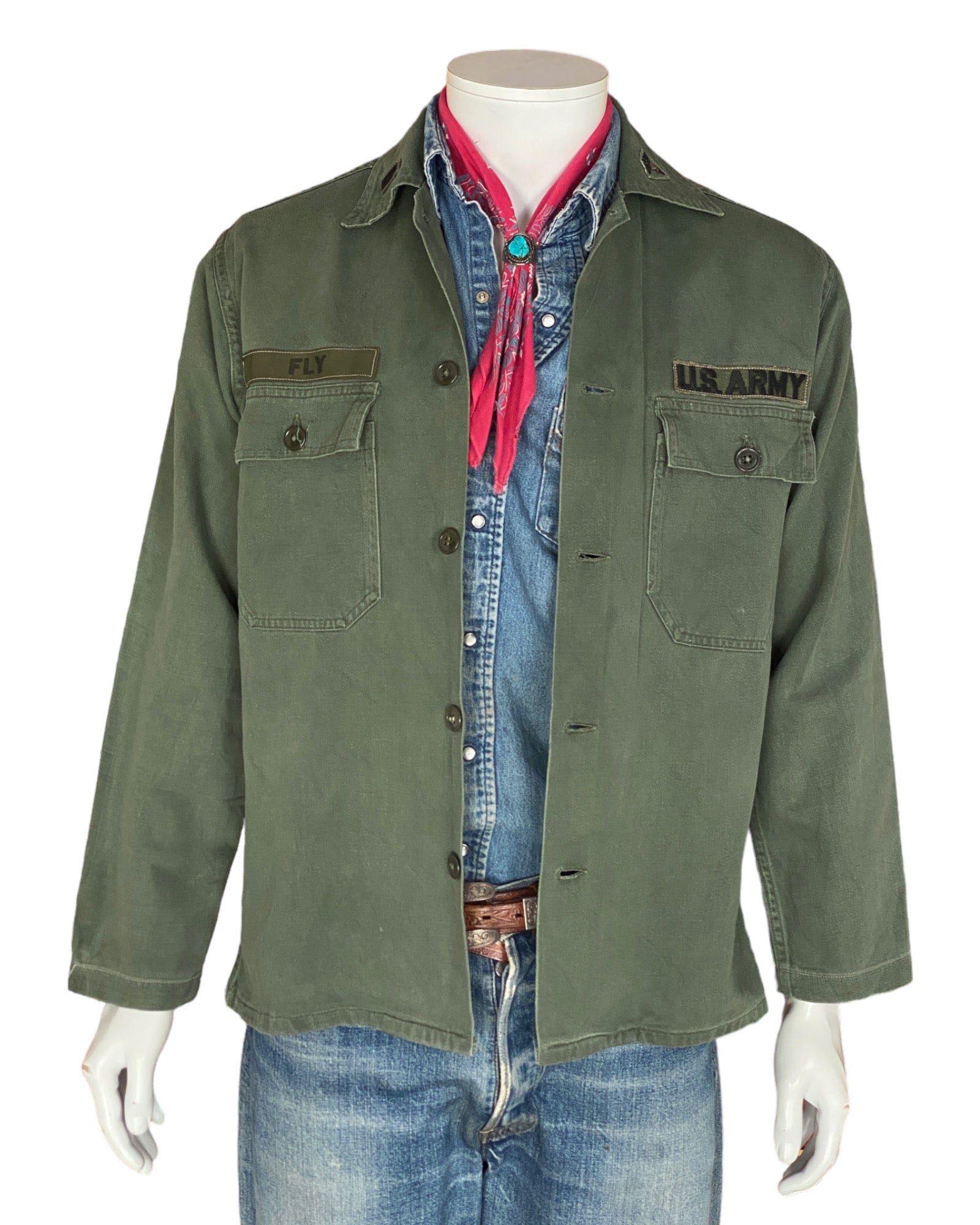 Medium Authentic 60s Vintage US Army Vietnam War Era OG-107 Fatigue Shirt | Military Collectible