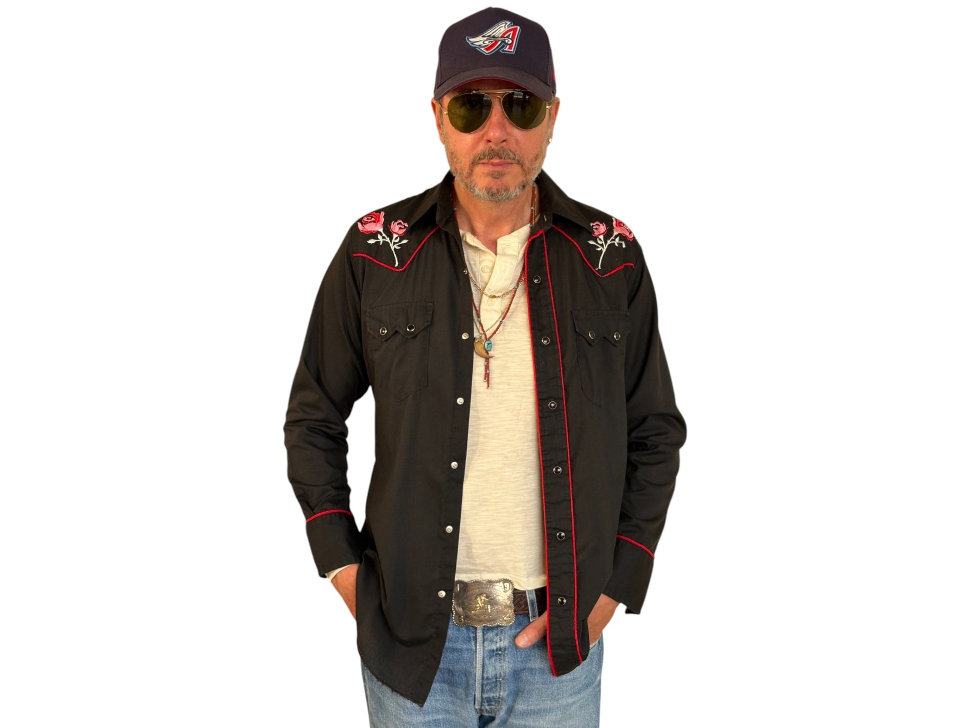 Size M. Authentic Vintage 70’s embroidered Western Shirt. - USA Vintage Bcn