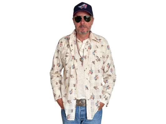Size M. Authentic Vintage 70’s Sears Western Shirt — Floral print. - USA Vintage Bcn
