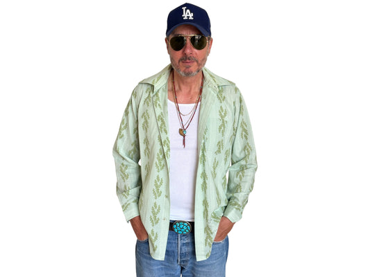 Size M. Vintage 70’s Shirt Long Sleeve Floral Print Retro Summer Festival Shirt - USA Vintage Bcn