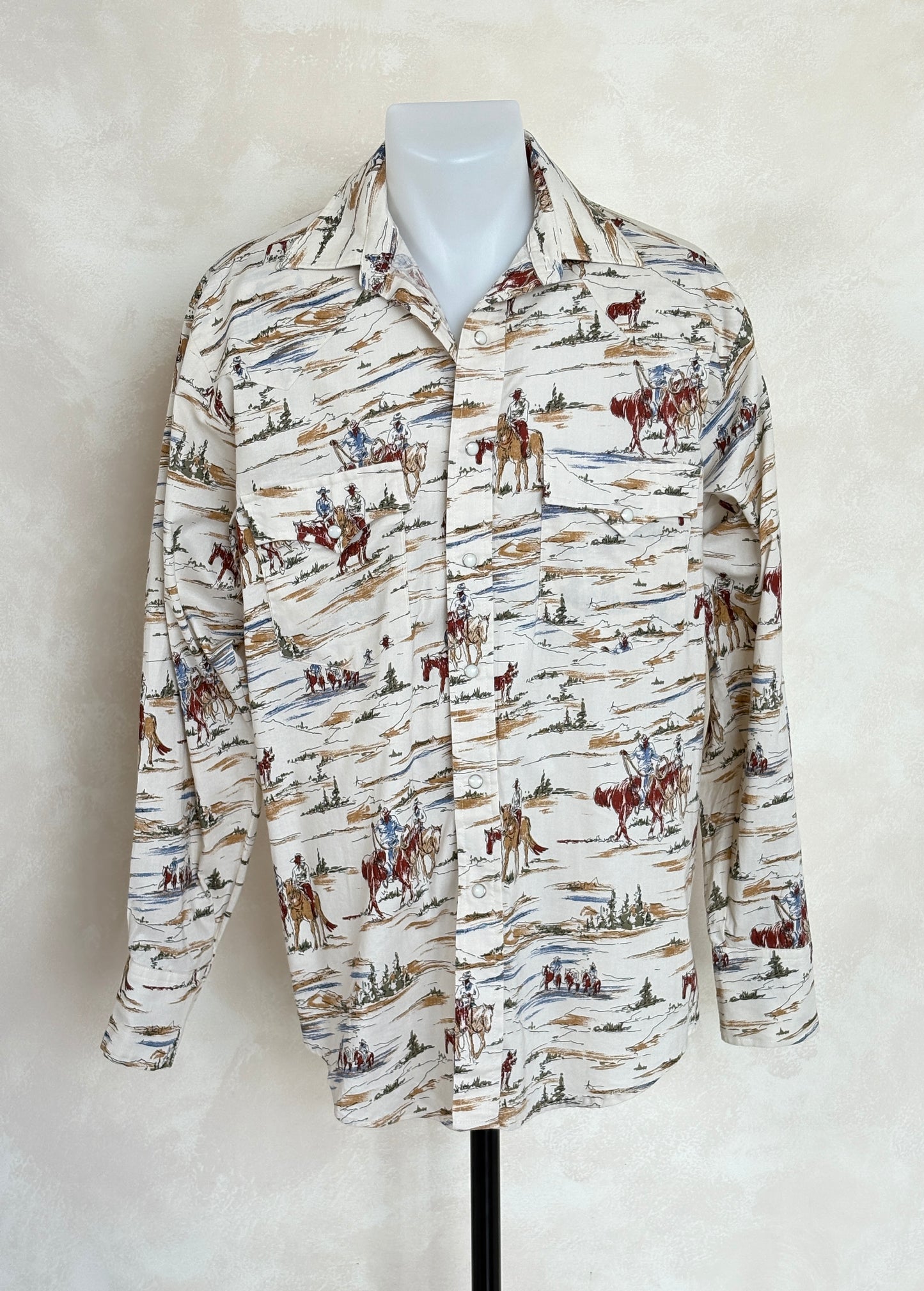 Size M. Authentic Vintage 80’s Western scenic print Shirt. - USA Vintage Bcn
