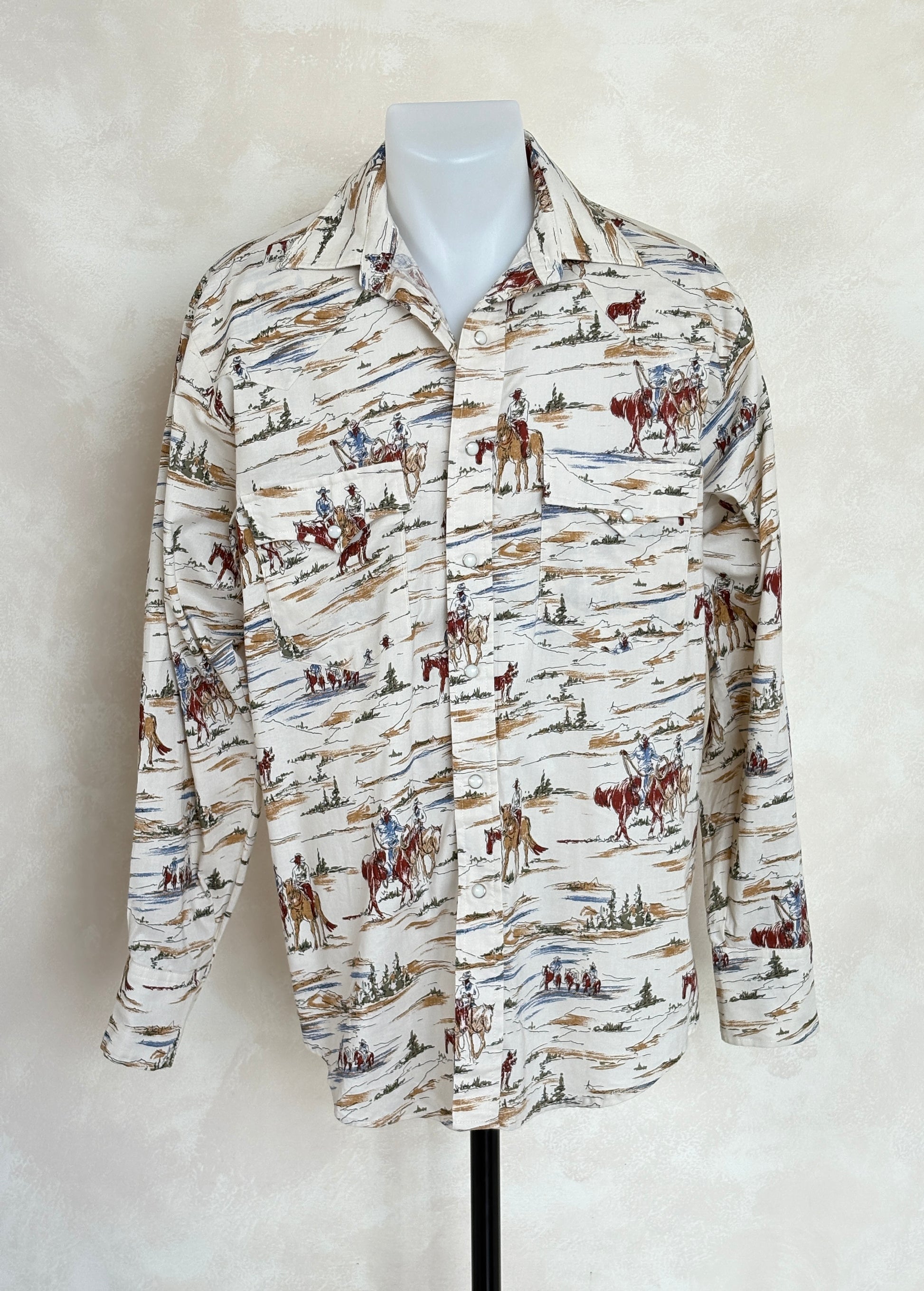 Size M. Authentic Vintage 80’s Western scenic print Shirt. - USA Vintage Bcn