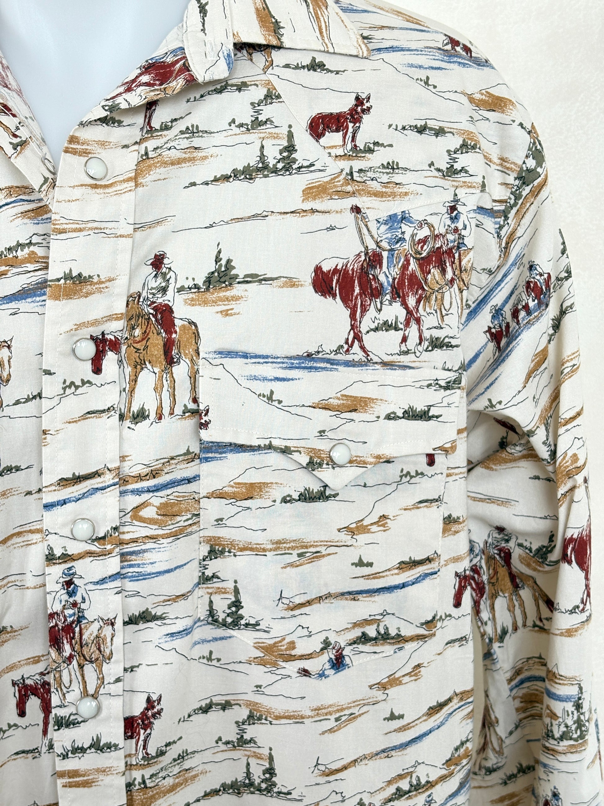 Size M. Authentic Vintage 80’s Western scenic print Shirt. - USA Vintage Bcn