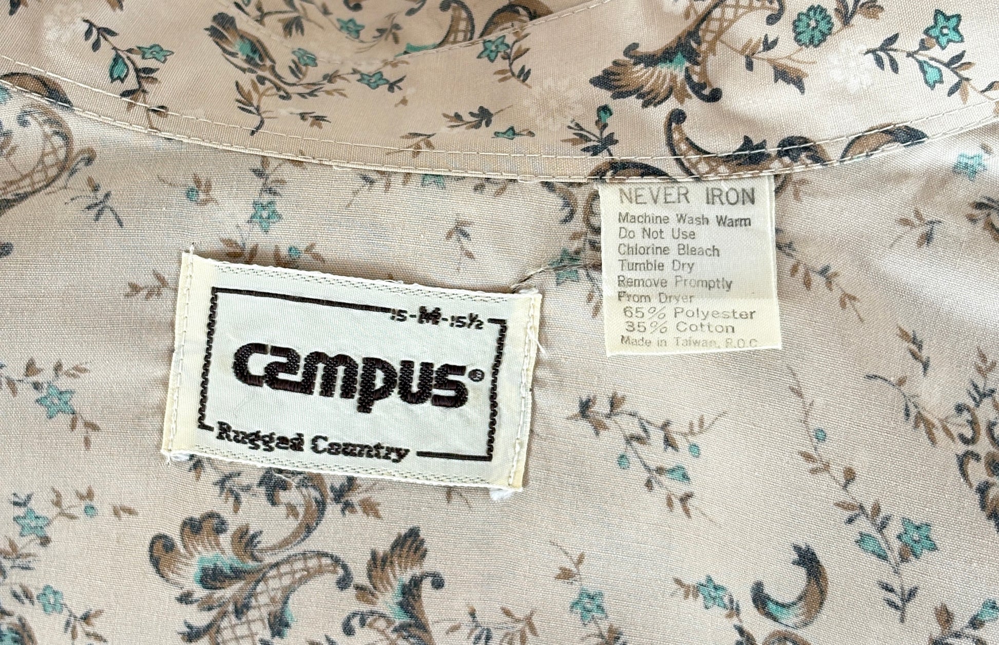 Size M. Authentic Vintage 80’s Campus Western Shirt —Floral print - USA Vintage Bcn