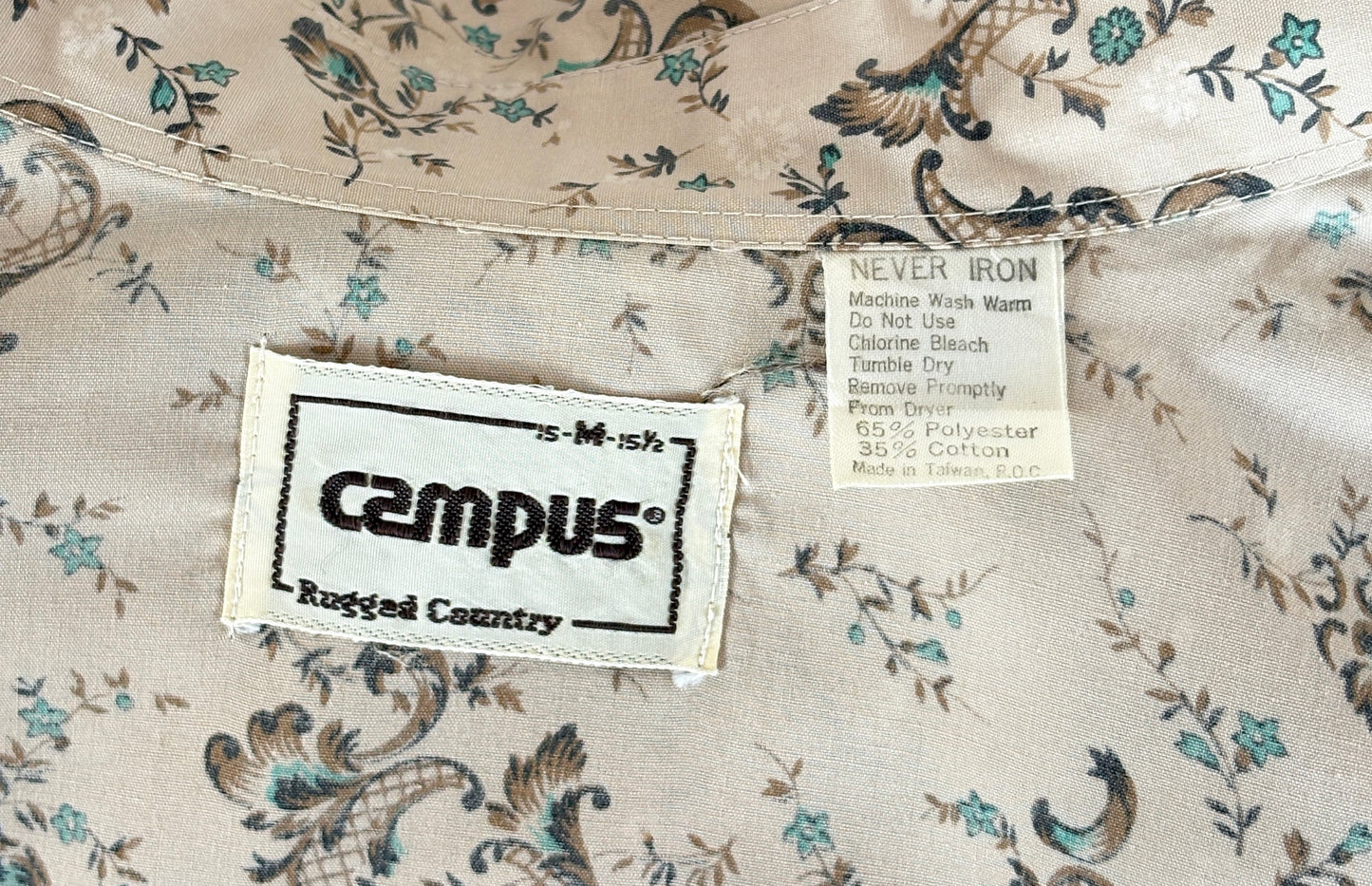 Size M. Authentic Vintage 80’s Campus Western Shirt —Floral print-AJ357 Studio