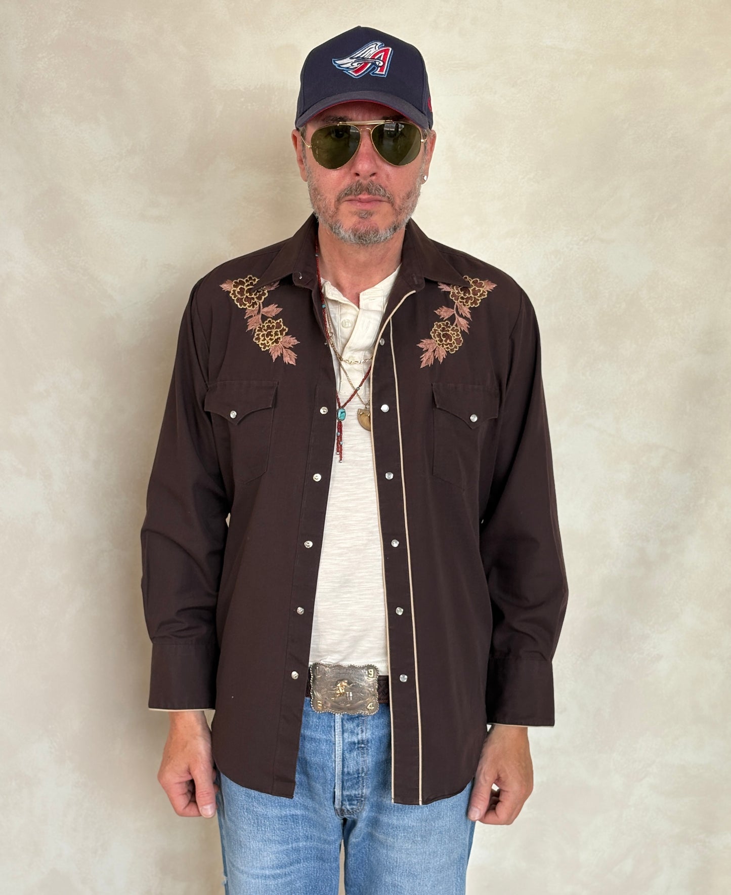 Size M. Authentic Vintage 70’s embroidered Western Shirt - USA Vintage Bcn