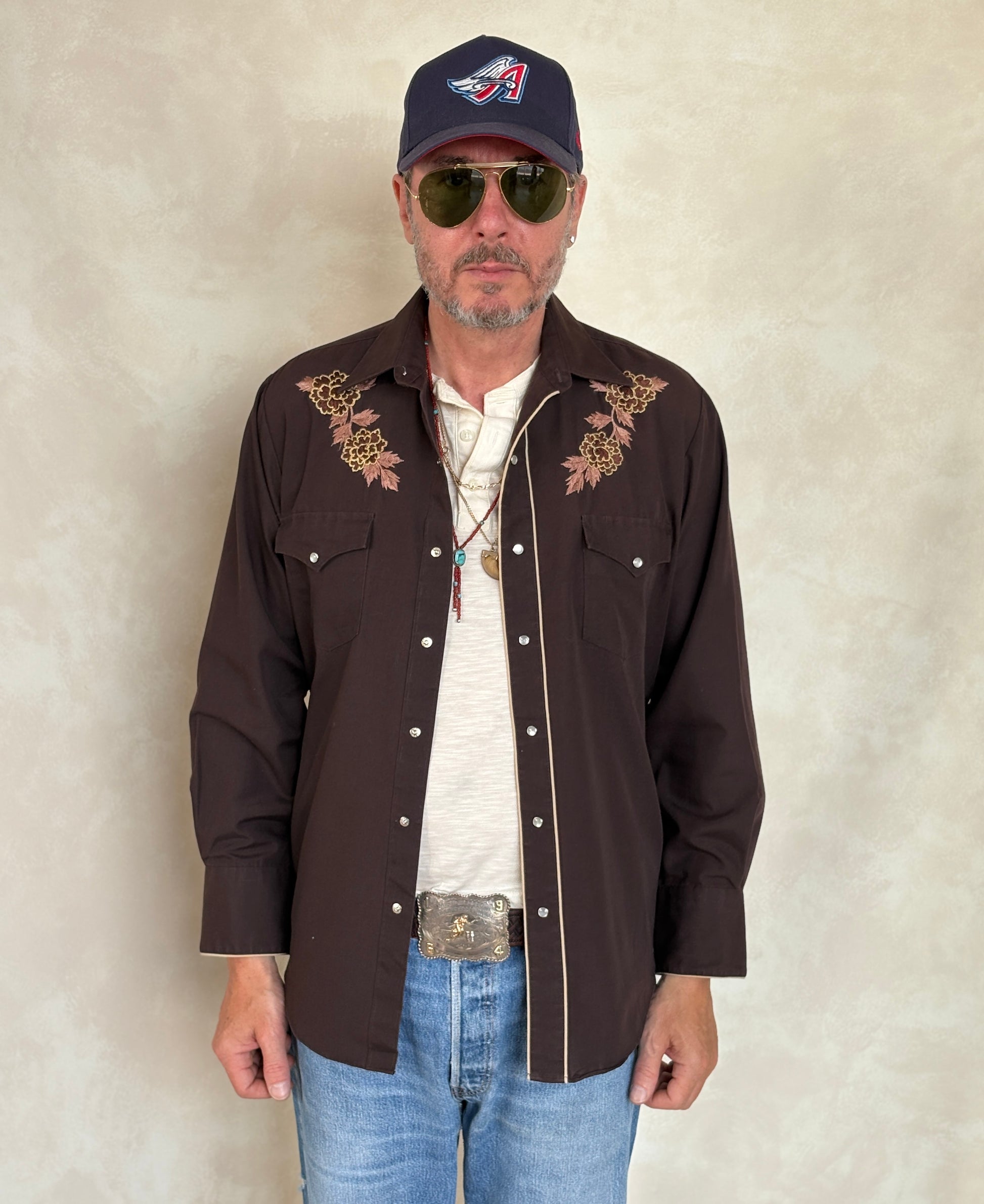 Size M. Authentic Vintage 70’s embroidered Western Shirt - USA Vintage Bcn