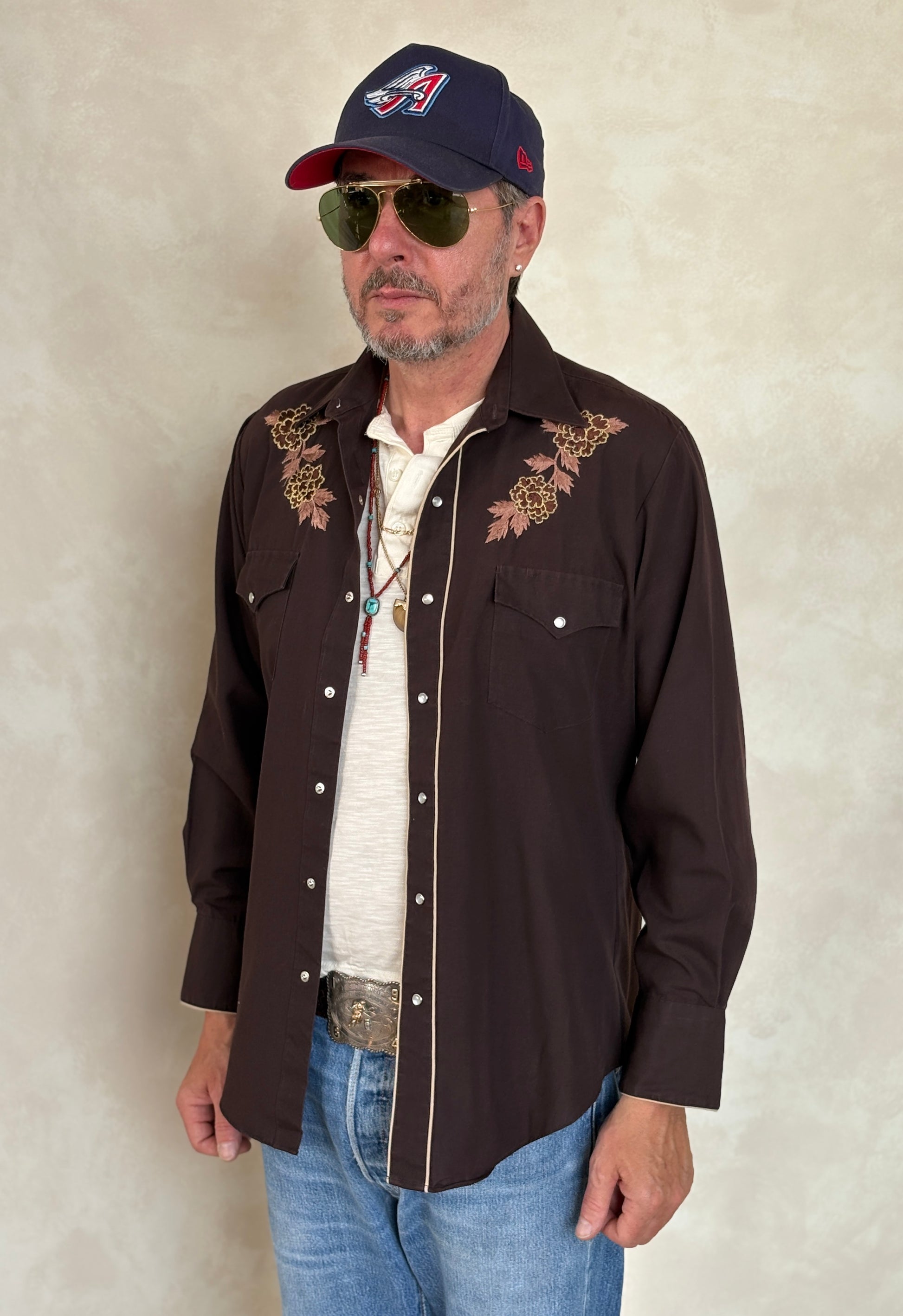Size M. Authentic Vintage 70’s embroidered Western Shirt - USA Vintage Bcn