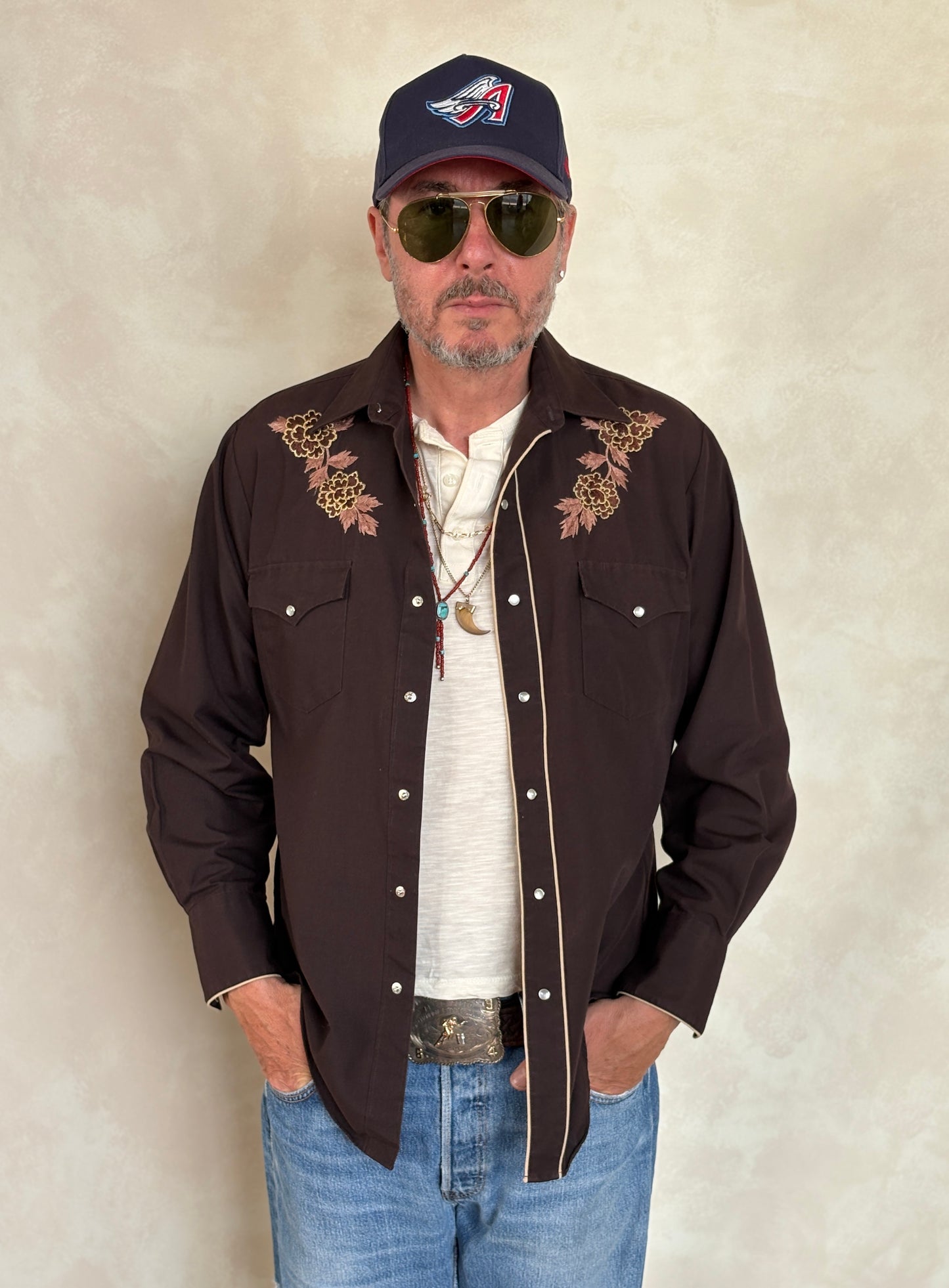 Size M. Authentic Vintage 70’s embroidered Western Shirt - USA Vintage Bcn