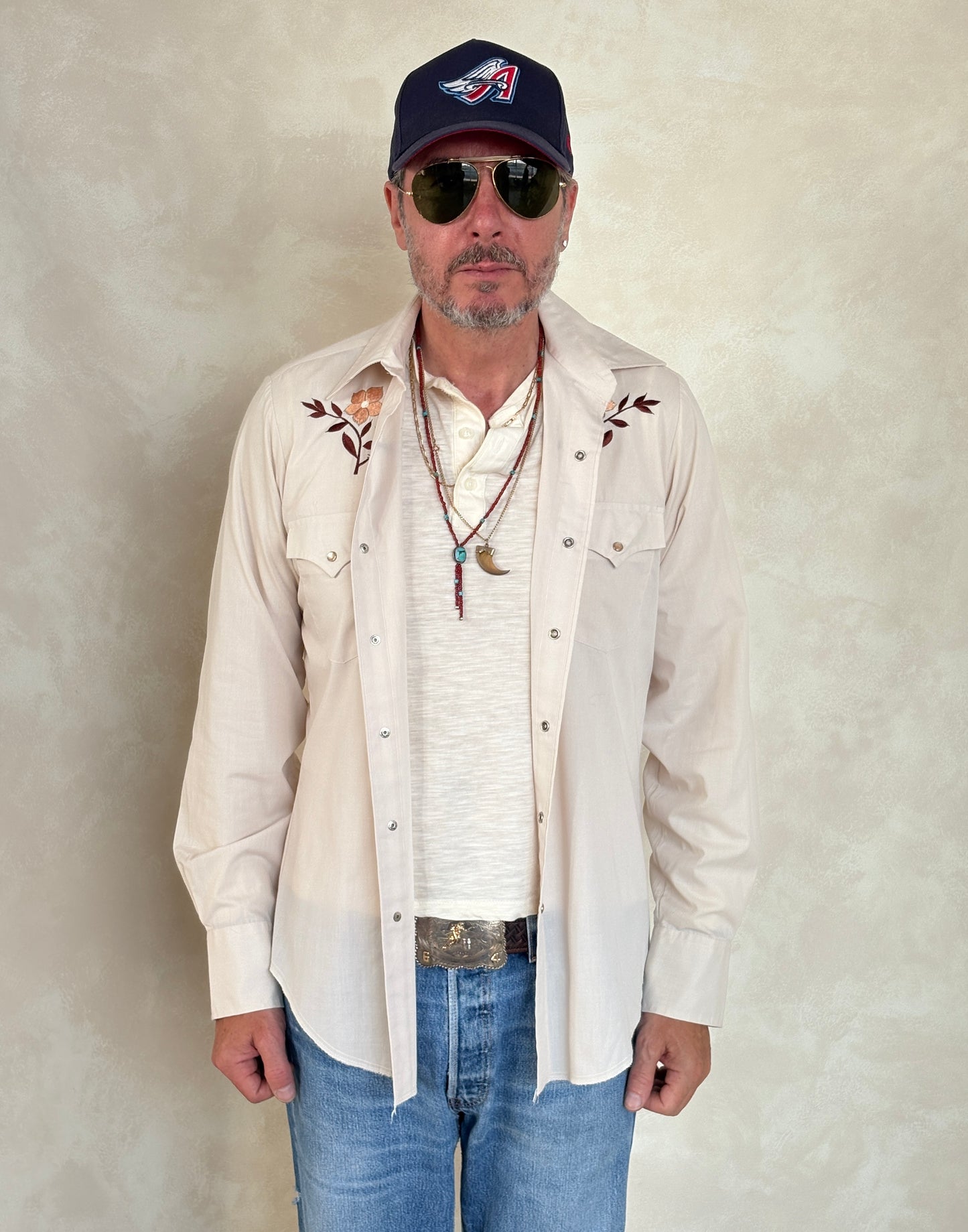 Size M. Authentic Vintage 70’s embroidered Western Shirt - USA Vintage Bcn