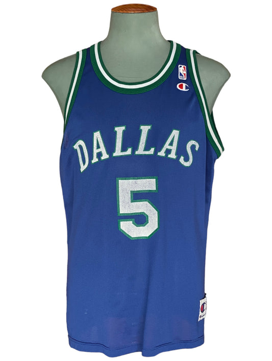 90s Vintage Dallas NBA Jersey, #5 Jason Kidd Champion Jersey, Size 48, Authentic NBA Jersey, Sports Memorabilia, Basketball Apparel