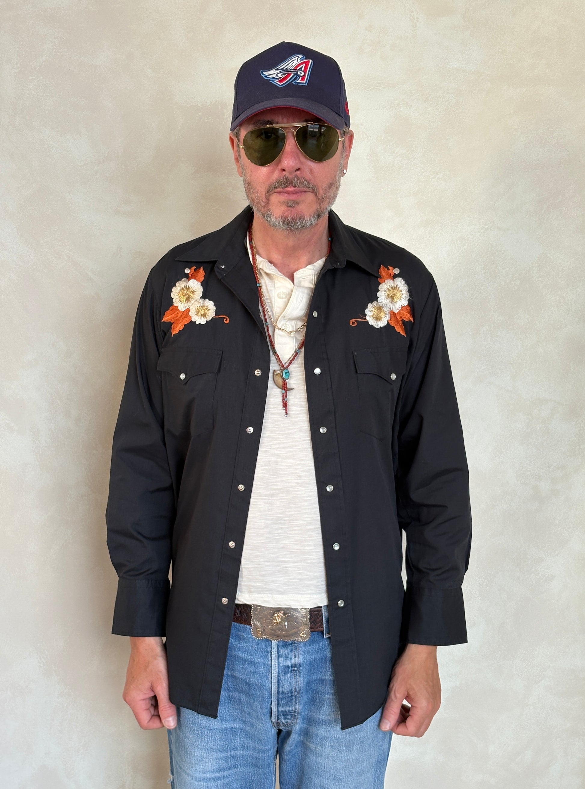 Size L. Authentic 70’s embroidered Western Shirt - USA Vintage Bcn