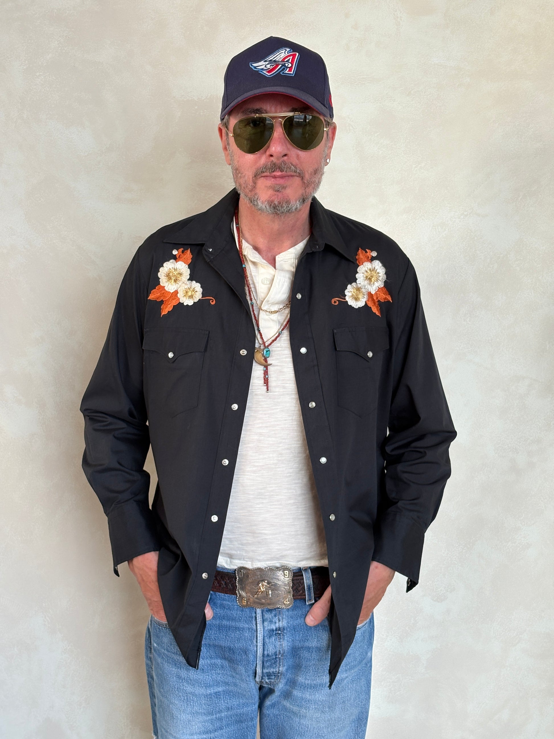 Size L. Authentic 70’s embroidered Western Shirt - USA Vintage Bcn
