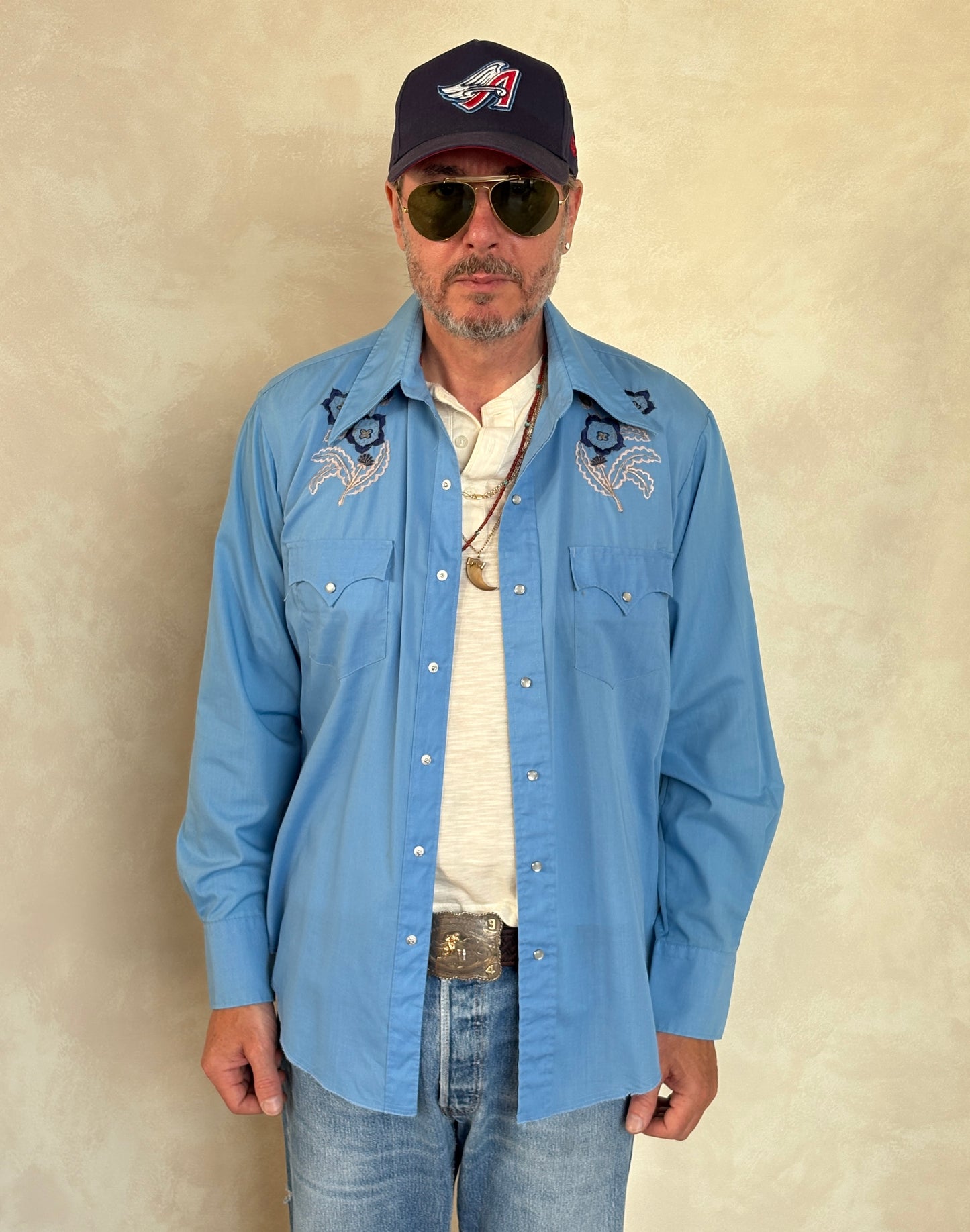 Size M. Authentic 70’s Vintage embroidered Western Shirt - USA Vintage Bcn
