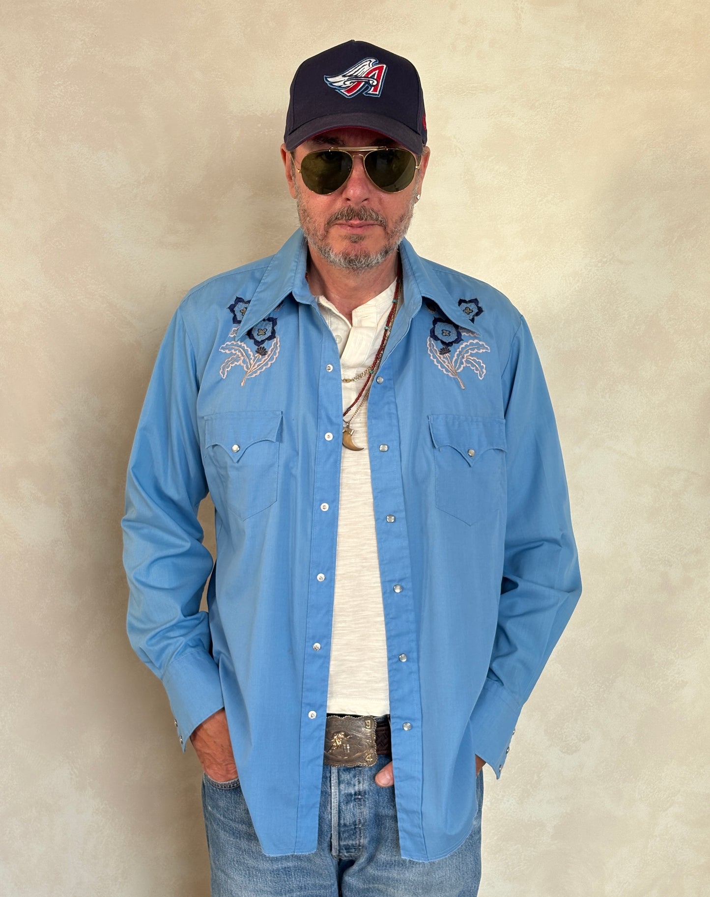 Size M. Authentic 70’s Vintage embroidered Western Shirt - USA Vintage Bcn