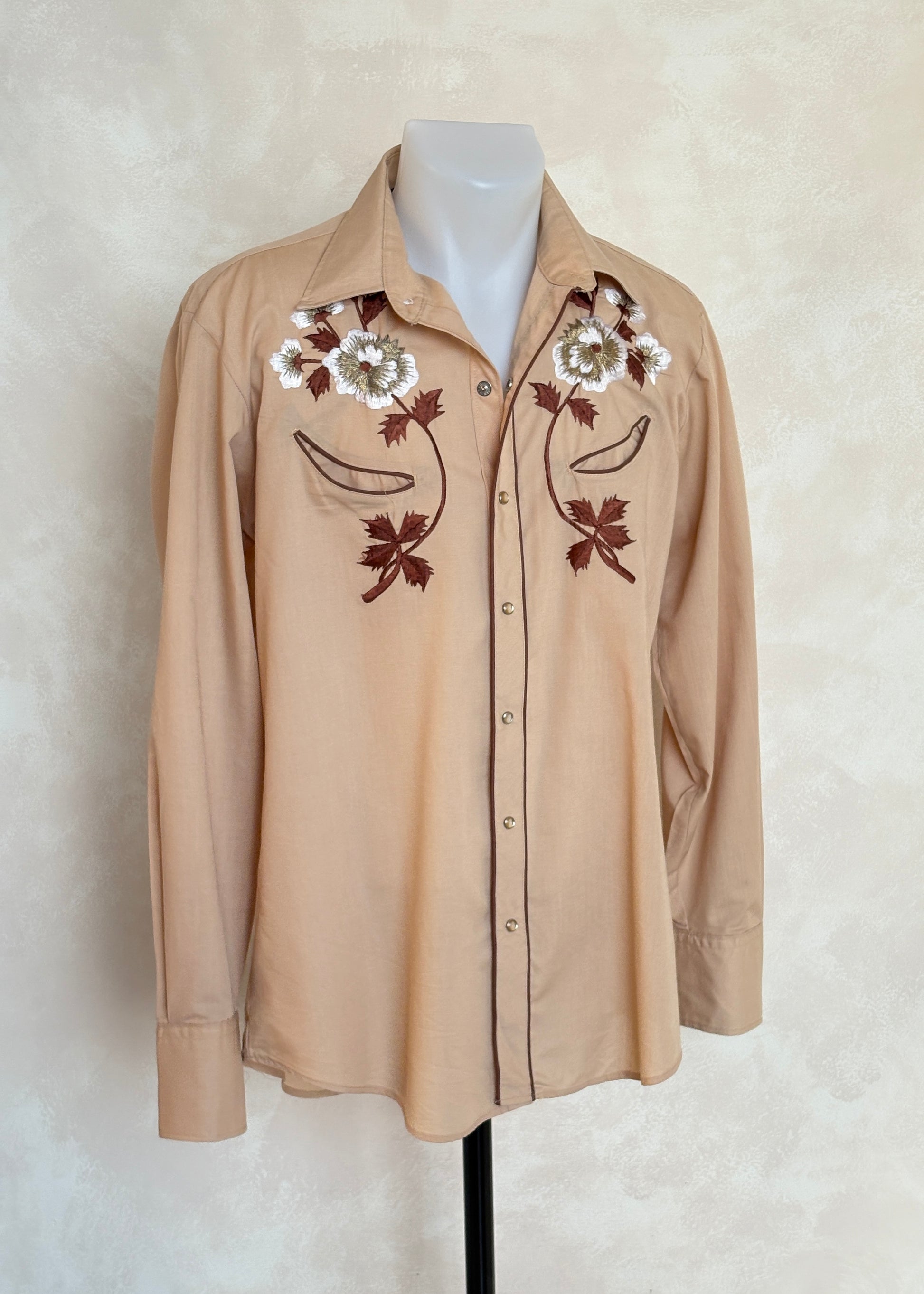 Size M. Authentic 70’s H Kenny Rogers embroidered shirt Western Shirt - USA Vintage Bcn