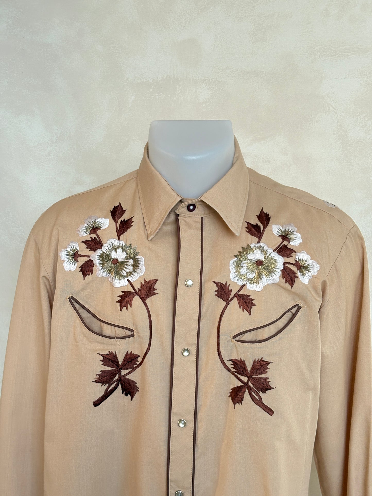 Size M. Authentic 70’s H Kenny Rogers embroidered shirt Western Shirt - USA Vintage Bcn