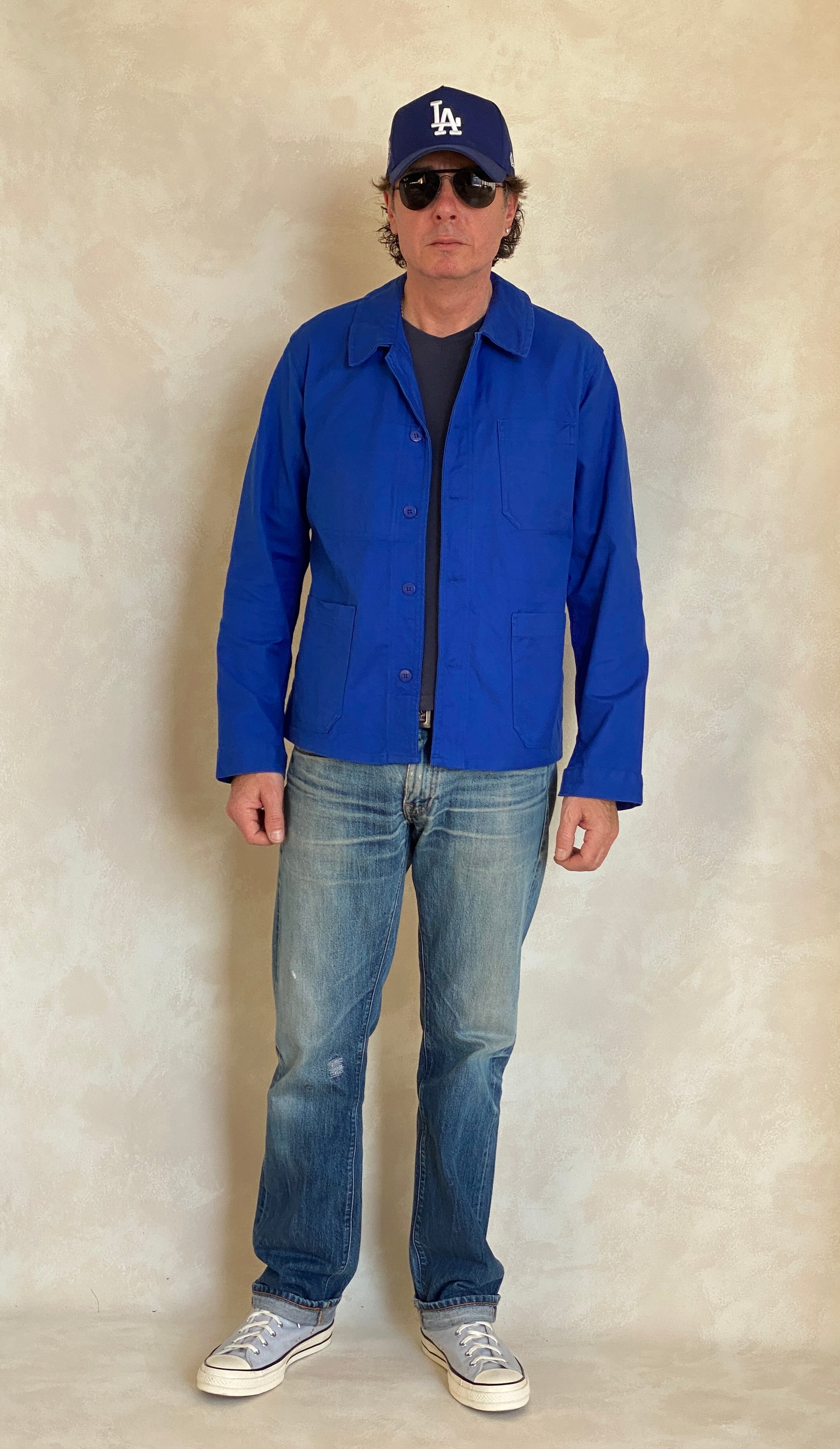 Vintage French cotton work jacket in size 48EU, classic retro utility style from USA Vintage BCN