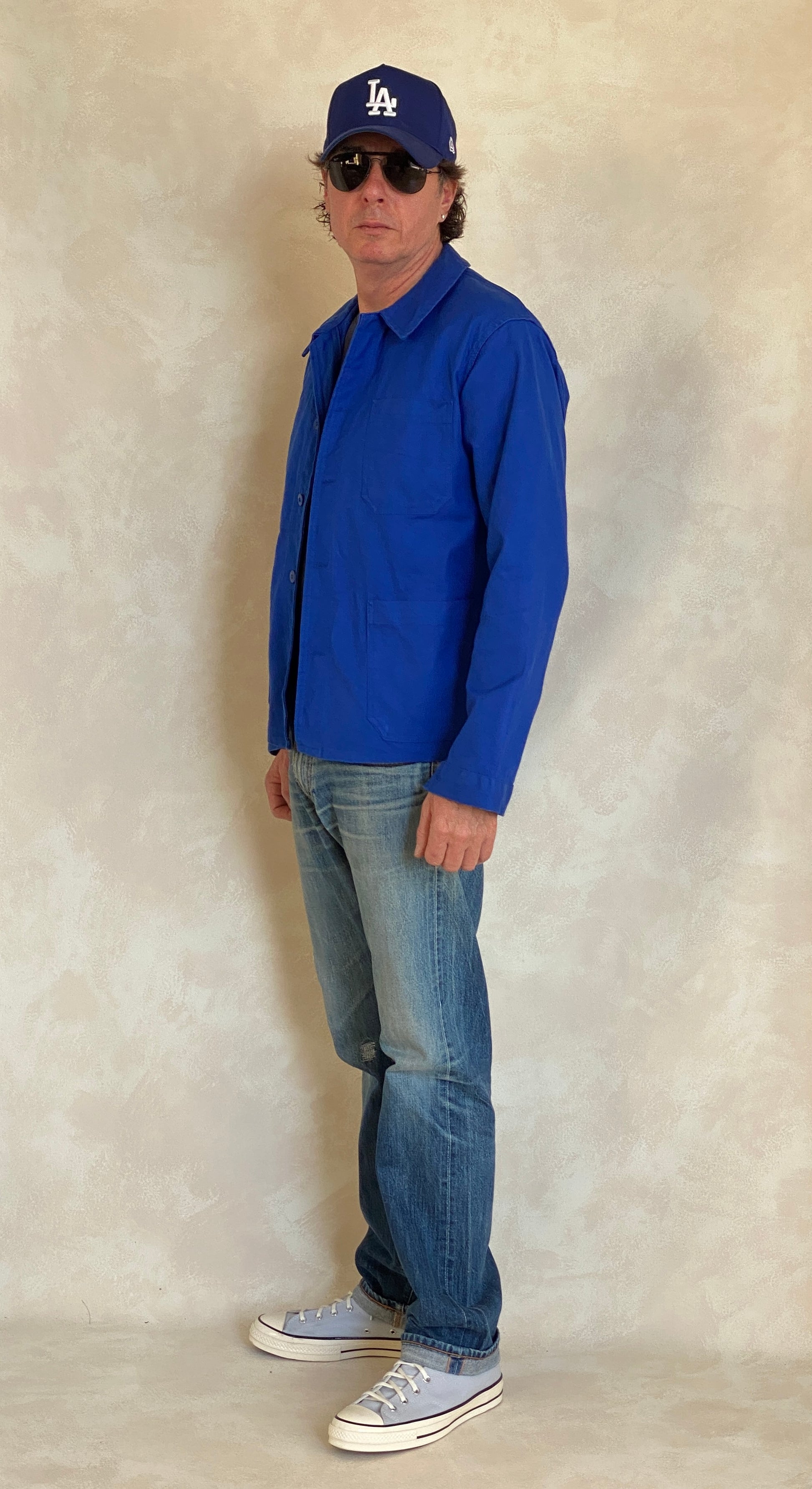 Vintage French cotton work jacket in size 48EU, classic retro utility style from USA Vintage BCN